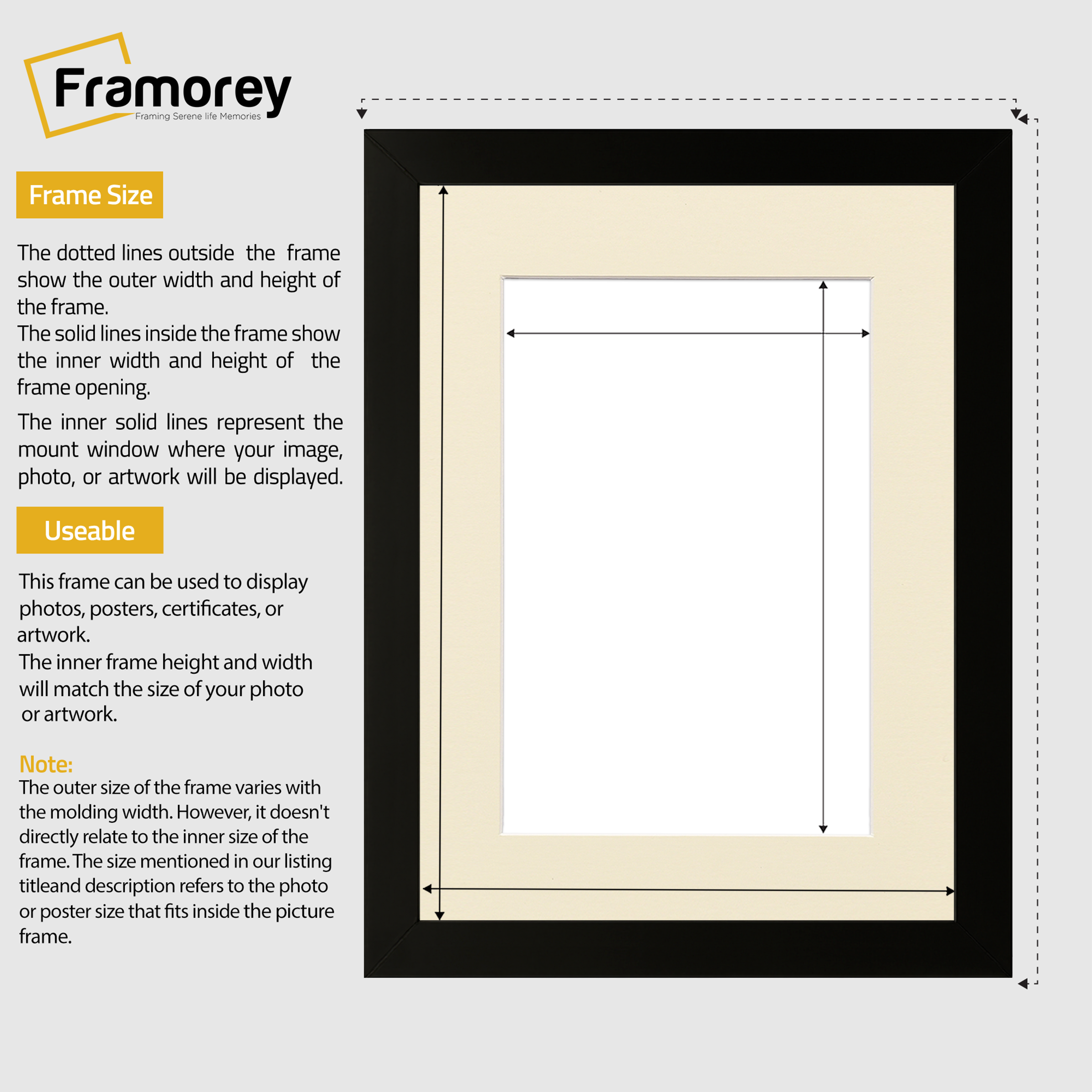 Blue Picture Frame with Ivory Mount Wall Decor Frames, Size.