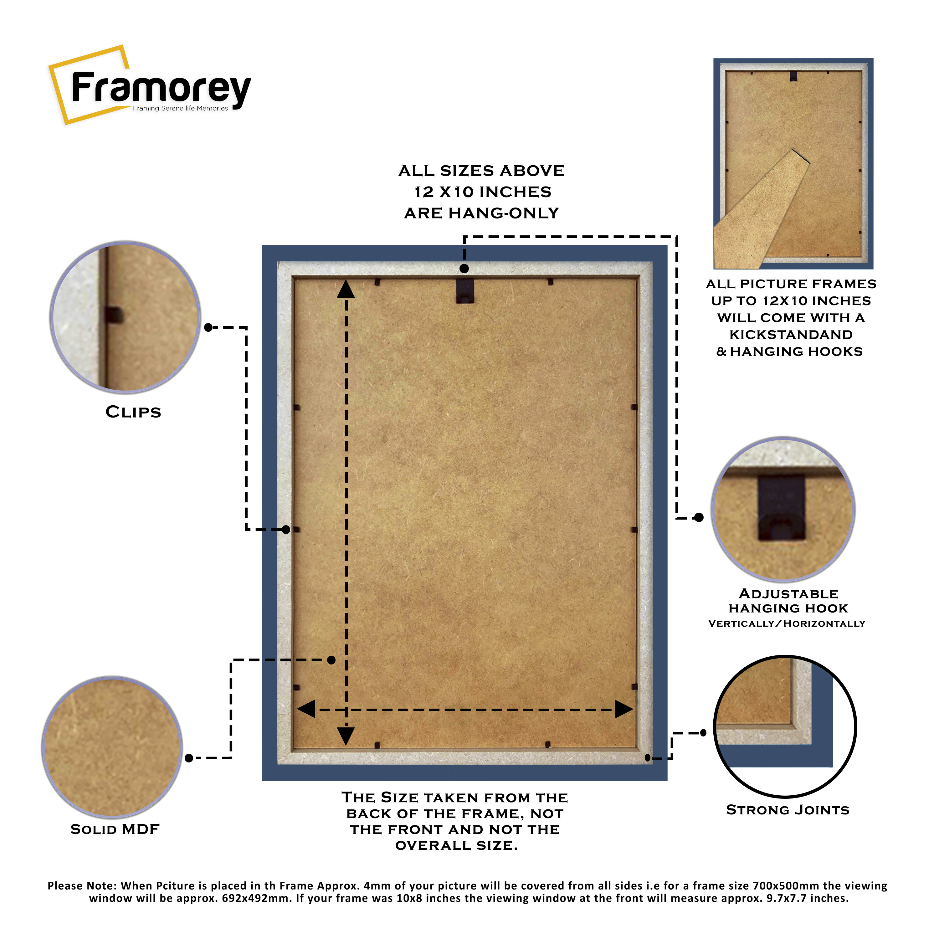Blue Picture Frame with Ivory mount Wall Decor Frames