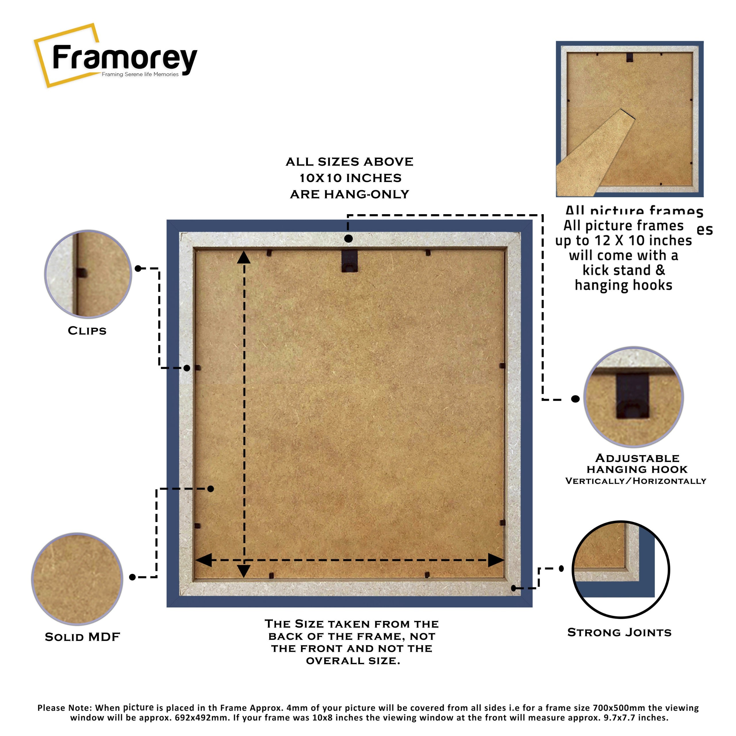 Square Blue Picture Frame Wall Art Photo Frames