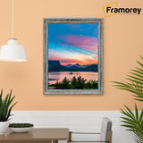 Front view of a vintage distressed blue picture frame with a subtle textured aged finish, 