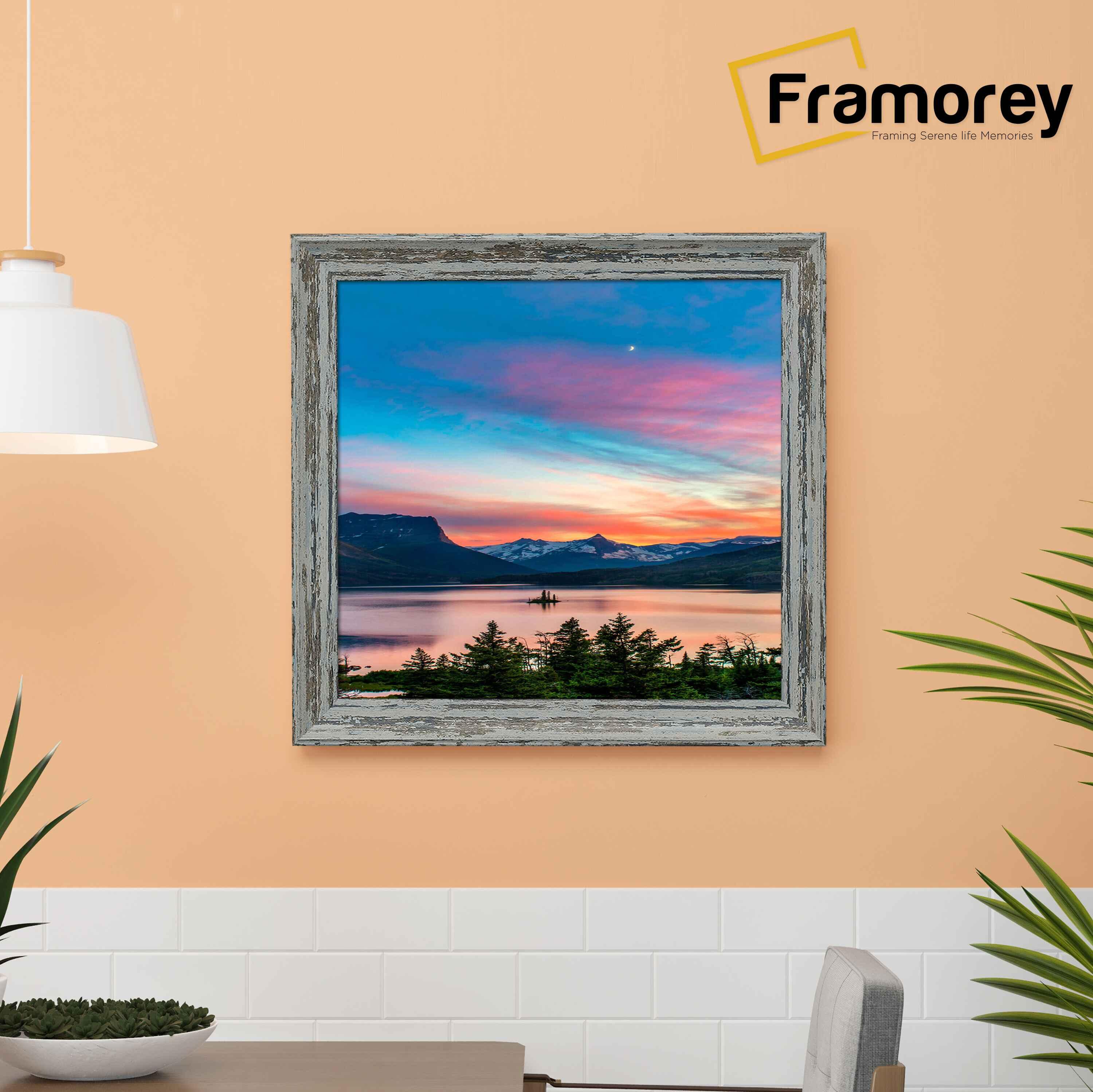 Blue Photo Frame Hanged on a Wall just over the table