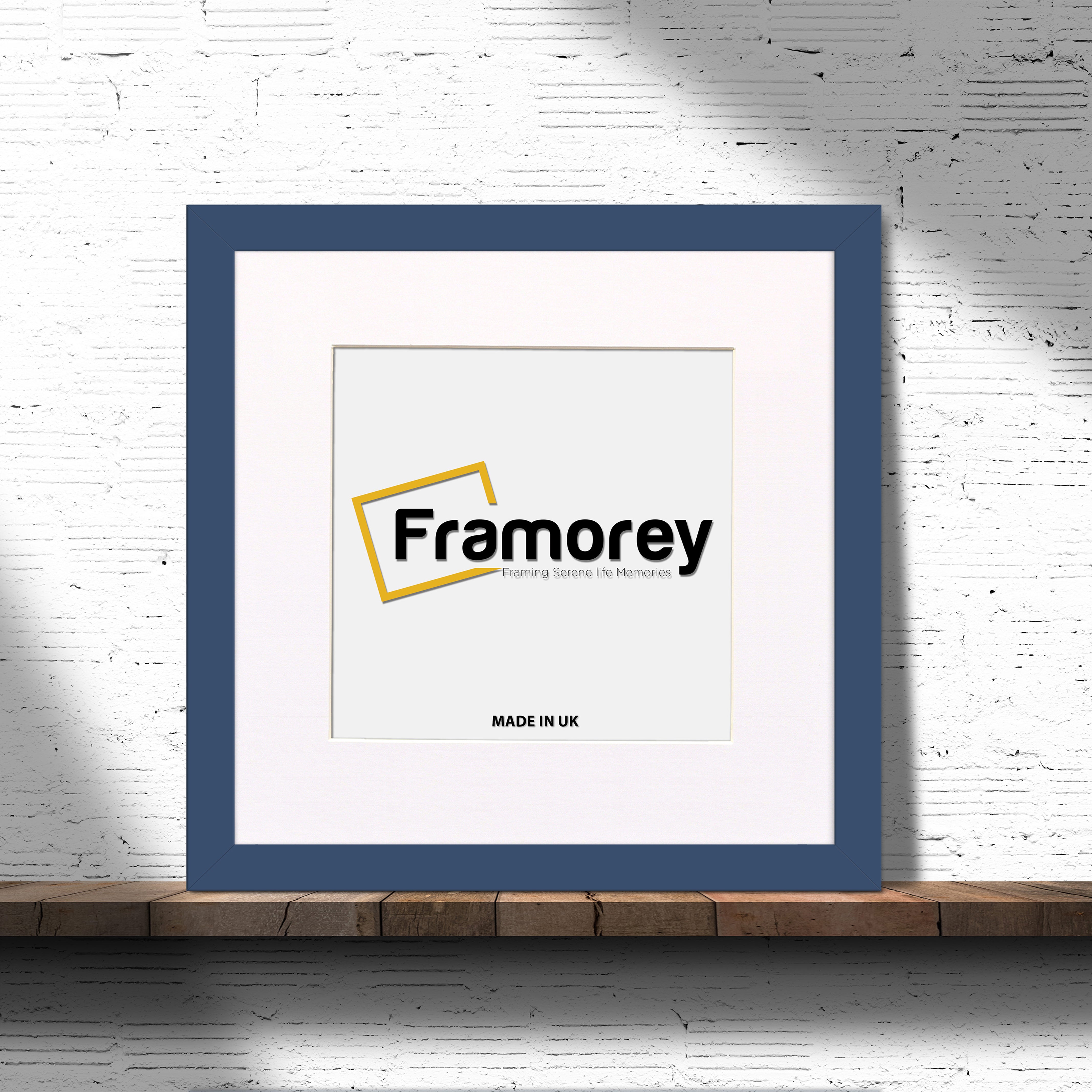 Square Blue Picture Frame with White mount Wall Art Photo Frames