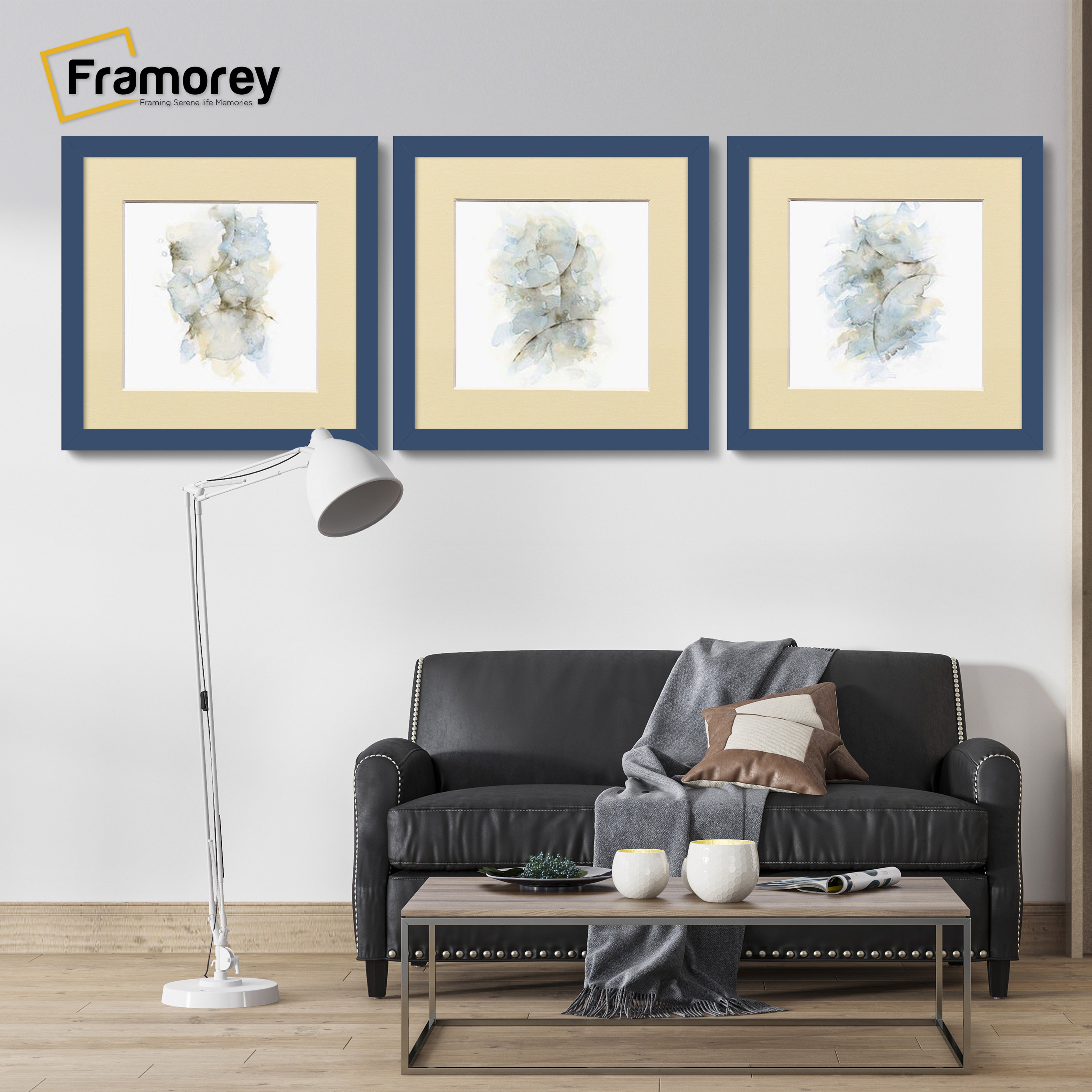 Square Blue Picture Frame with Ivory mount Wall Art Photo Frames