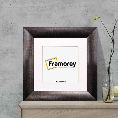Square Size Brushed Gold Picture Frames With White Mount