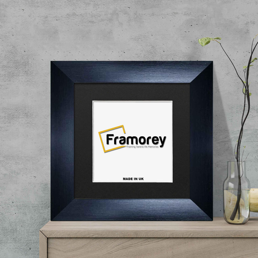 Square Size Brushed Black Picture Frames With Black Mount