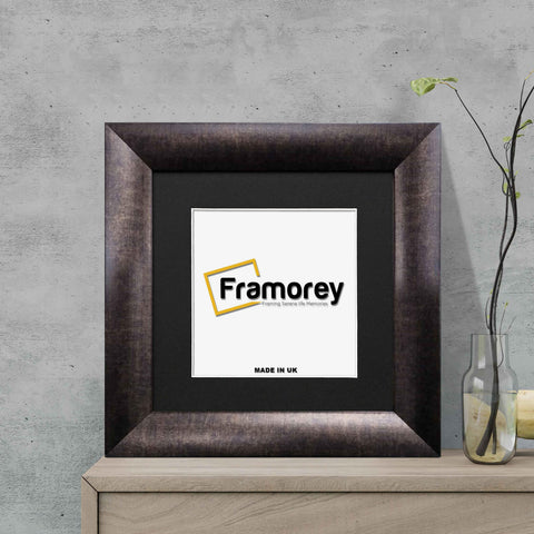 Square Size Brushed Gold Picture Frames With Black Mount