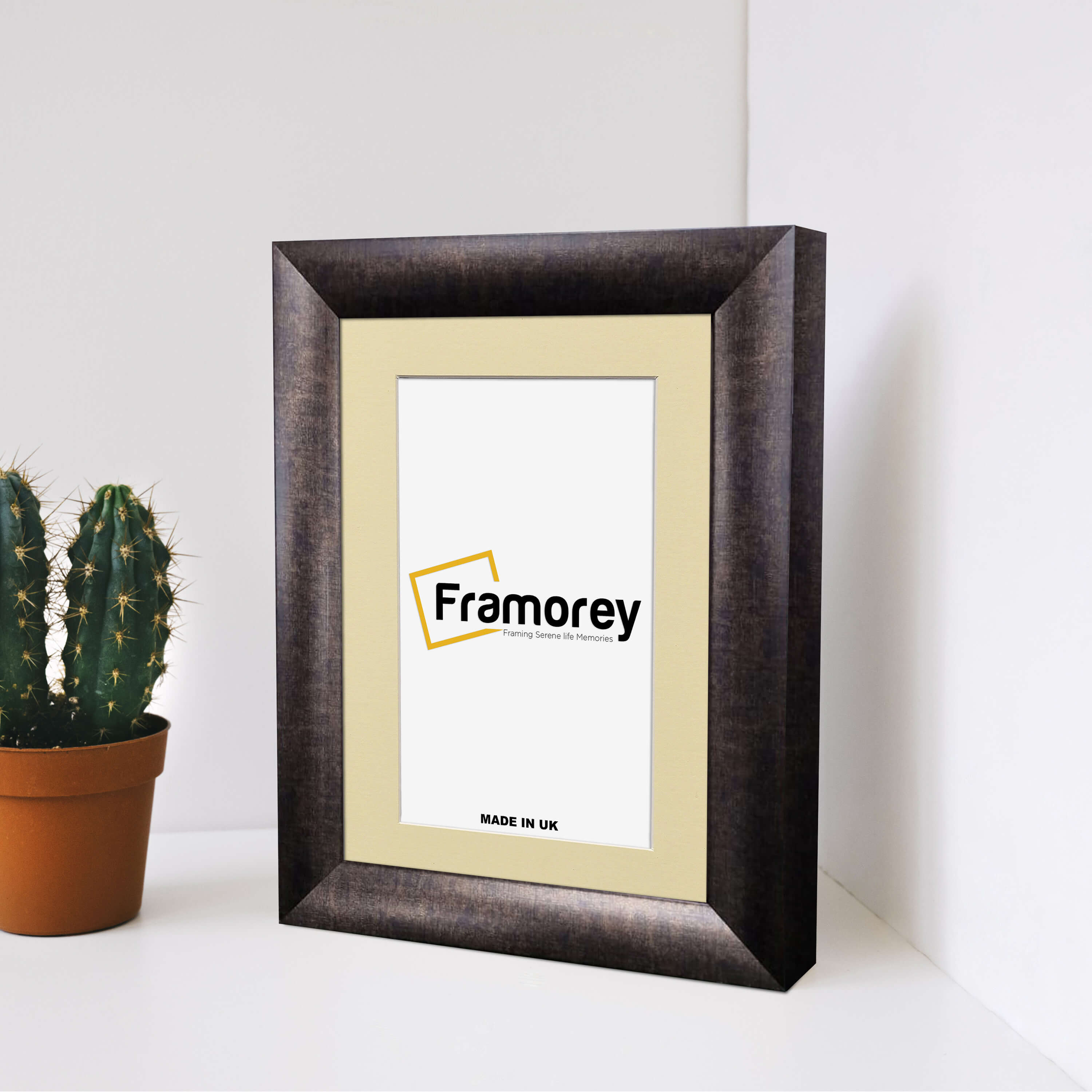 Square Size Brushed Gold Picture Frames With Ivory Mount