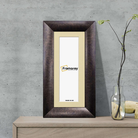 Panoramic Size Brushed Gold Engraved Frames Handmade Poster Frames With Ivory Mount