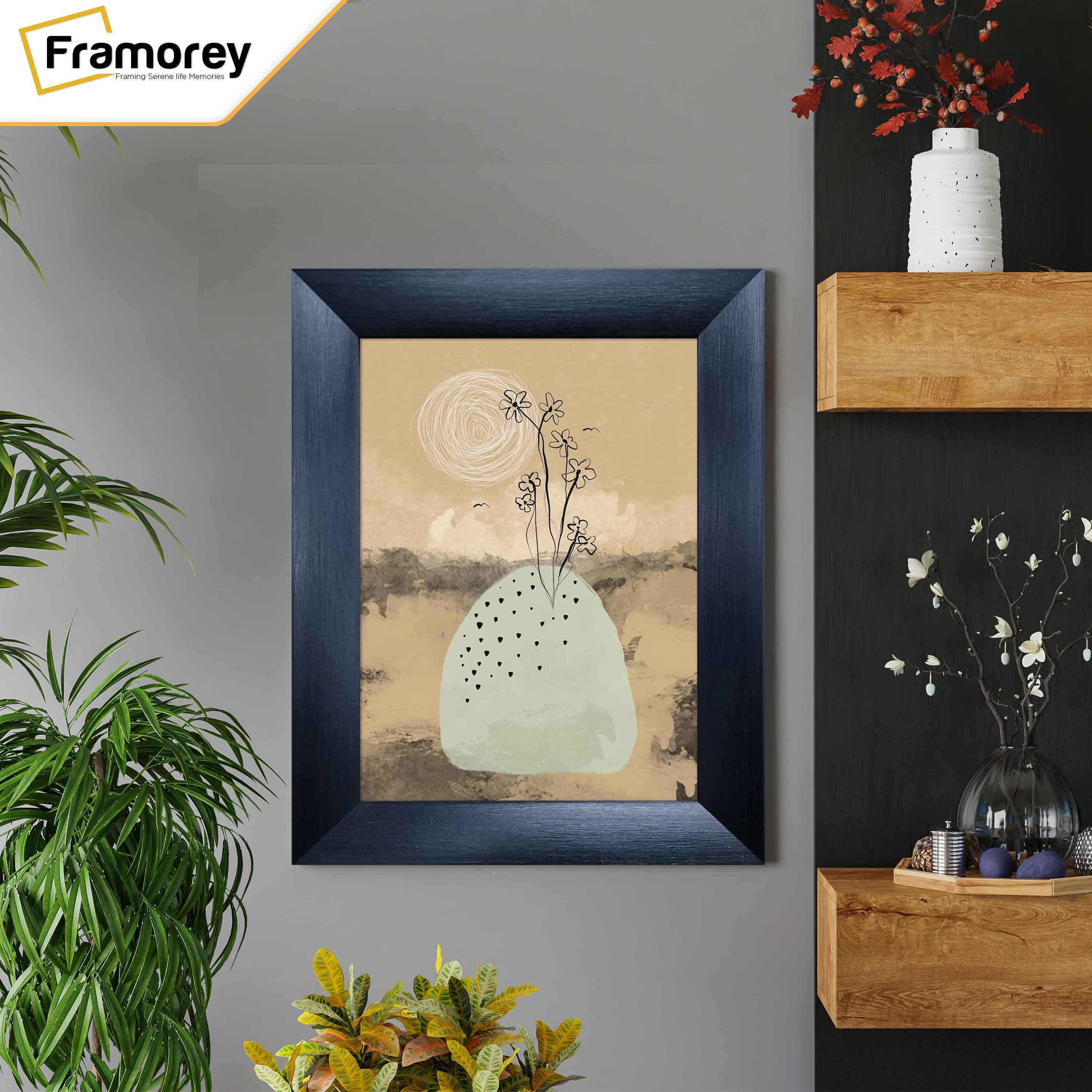 Black Picture Frame White Mount Poster Frame is hanged on wall