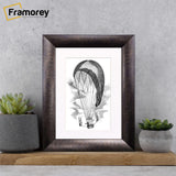 Gold Picture Frame White Mount Poster Frame is placed on wooden shelf