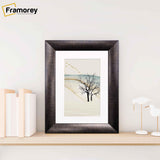 Gold Picture Frame White Mount Poster Frame is placed on wooden shelf