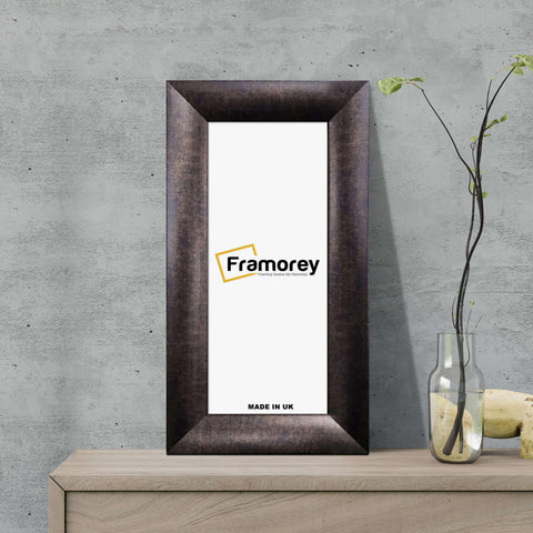Brushed Gold Picture Frames Panoramic Photo Frame on a wooden bench with the wall.