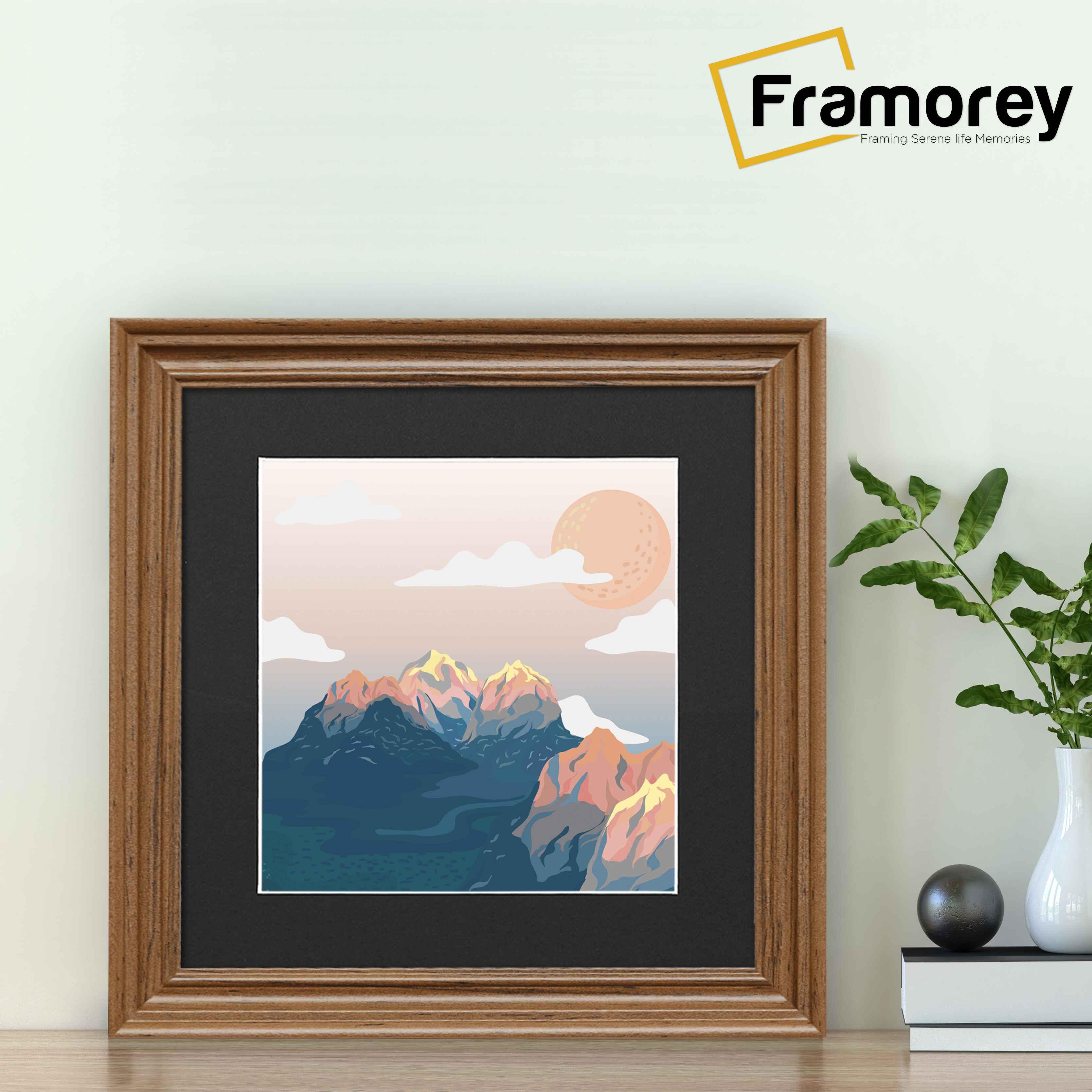 Square Walnut Frame Swept Style Square Walnut Picture Frame with Black Mount – FRAMOREY