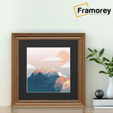 Swept Style Square Walnut Picture Frame Wall Frame With Black  Mount