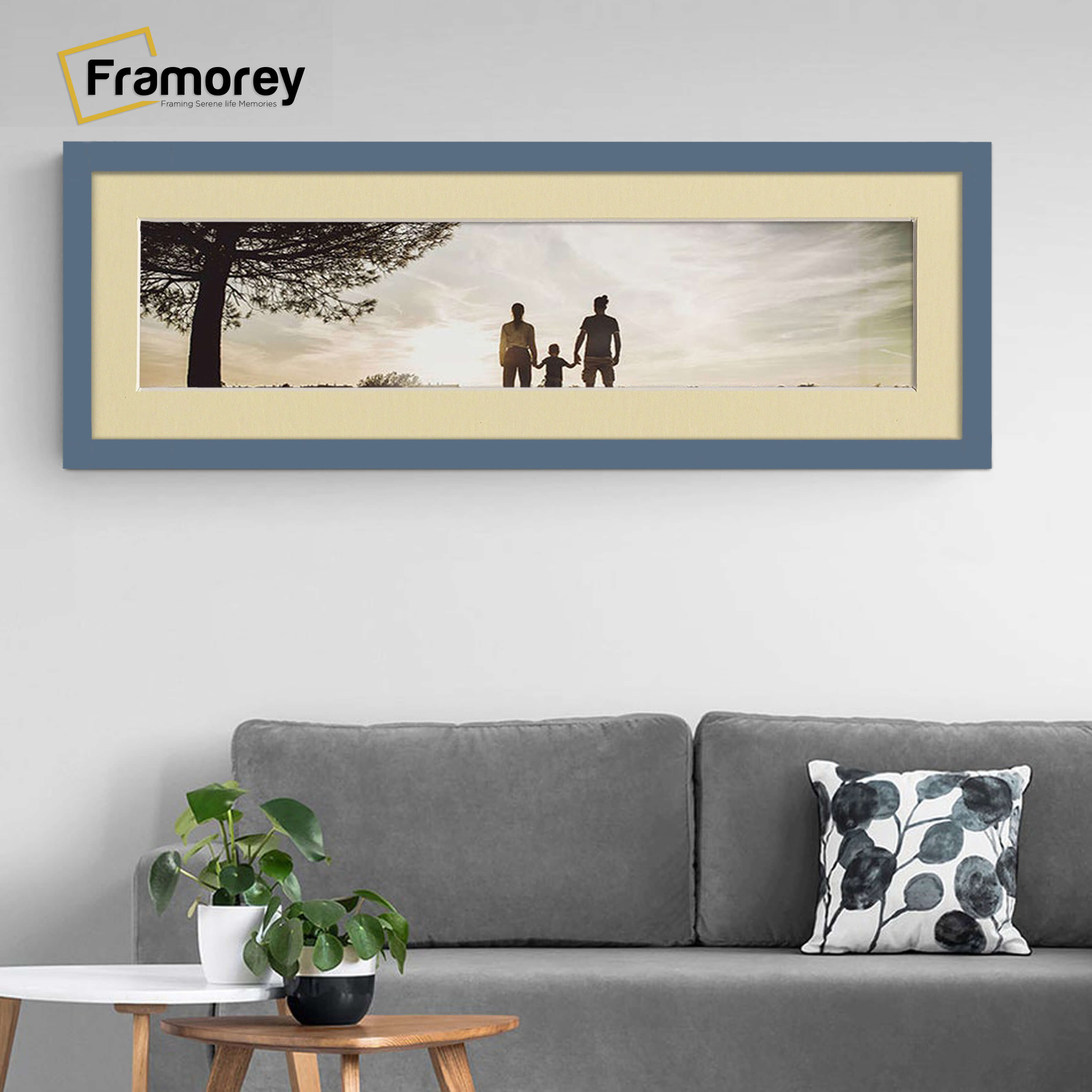 Panoramic Dark Grey Picture Frame With Ivory Mount Wall Décor Frame