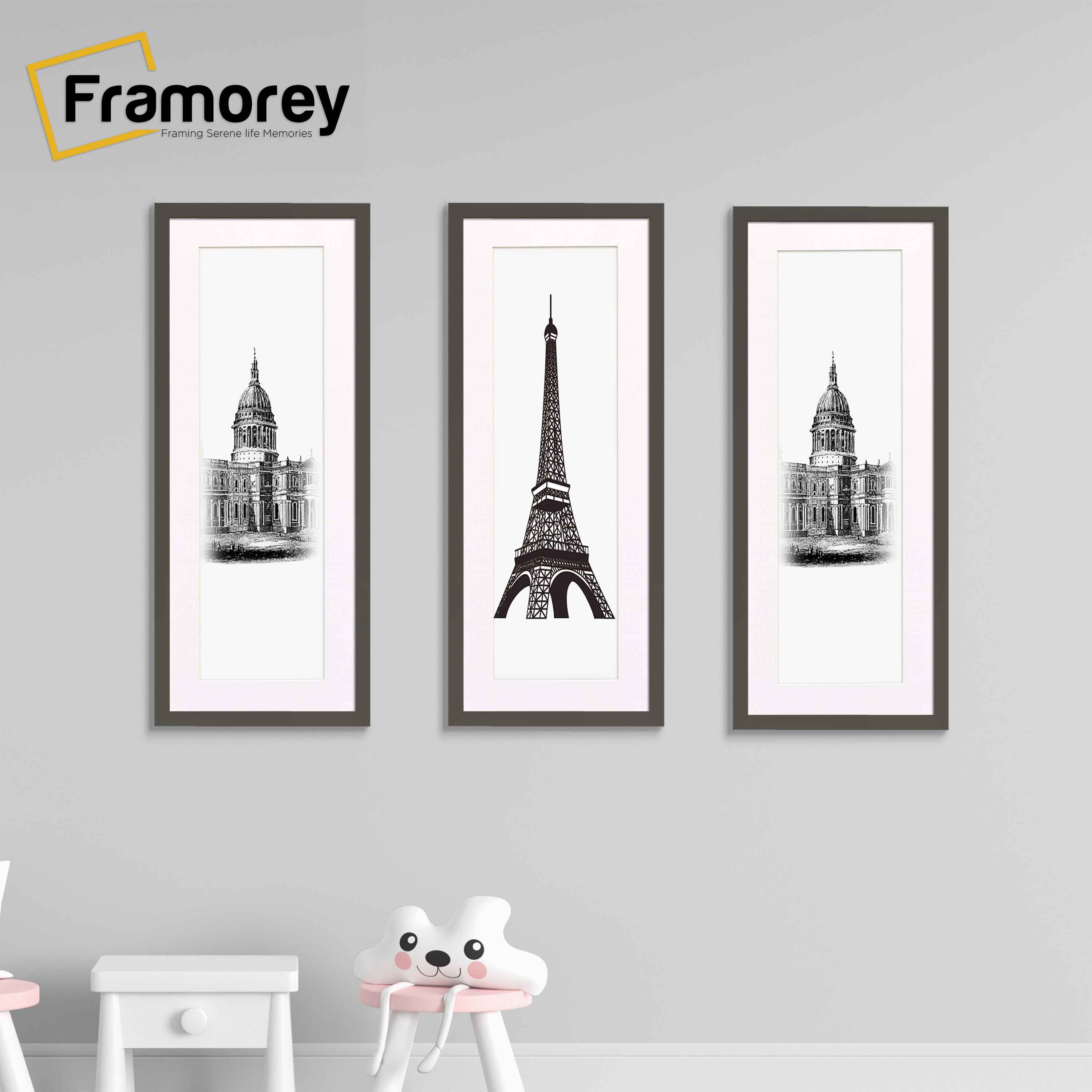 Thin Matt Panoramic Dark Grey Picture Frames With White Mount