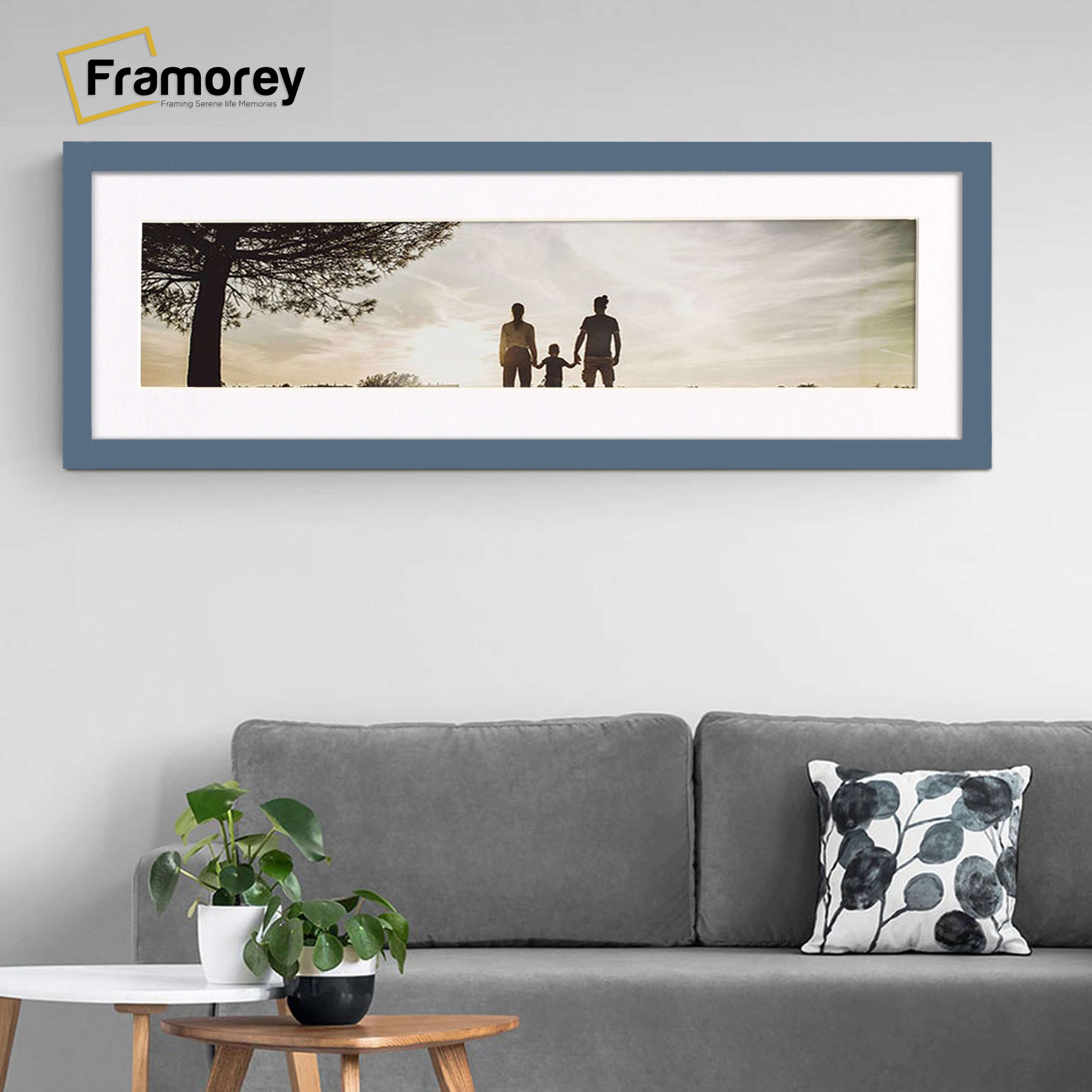 Panoramic Dark Grey Picture Frame With White Mount