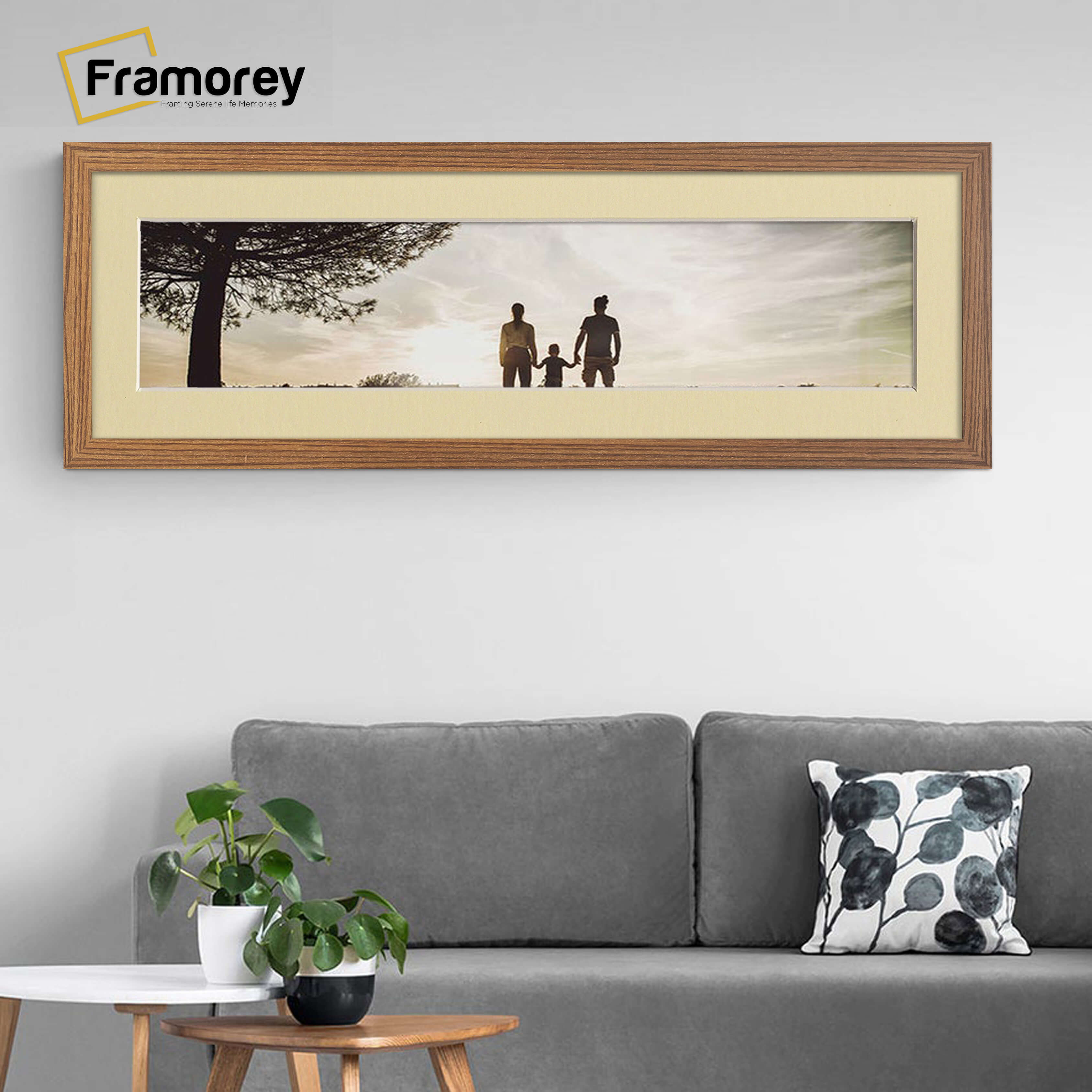 Panoramic Dark Oak Picture Frame With Ivory Mount Wall Décor Frame