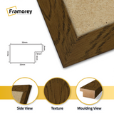 dark oak Picture frame close view featuring texture and molding view
