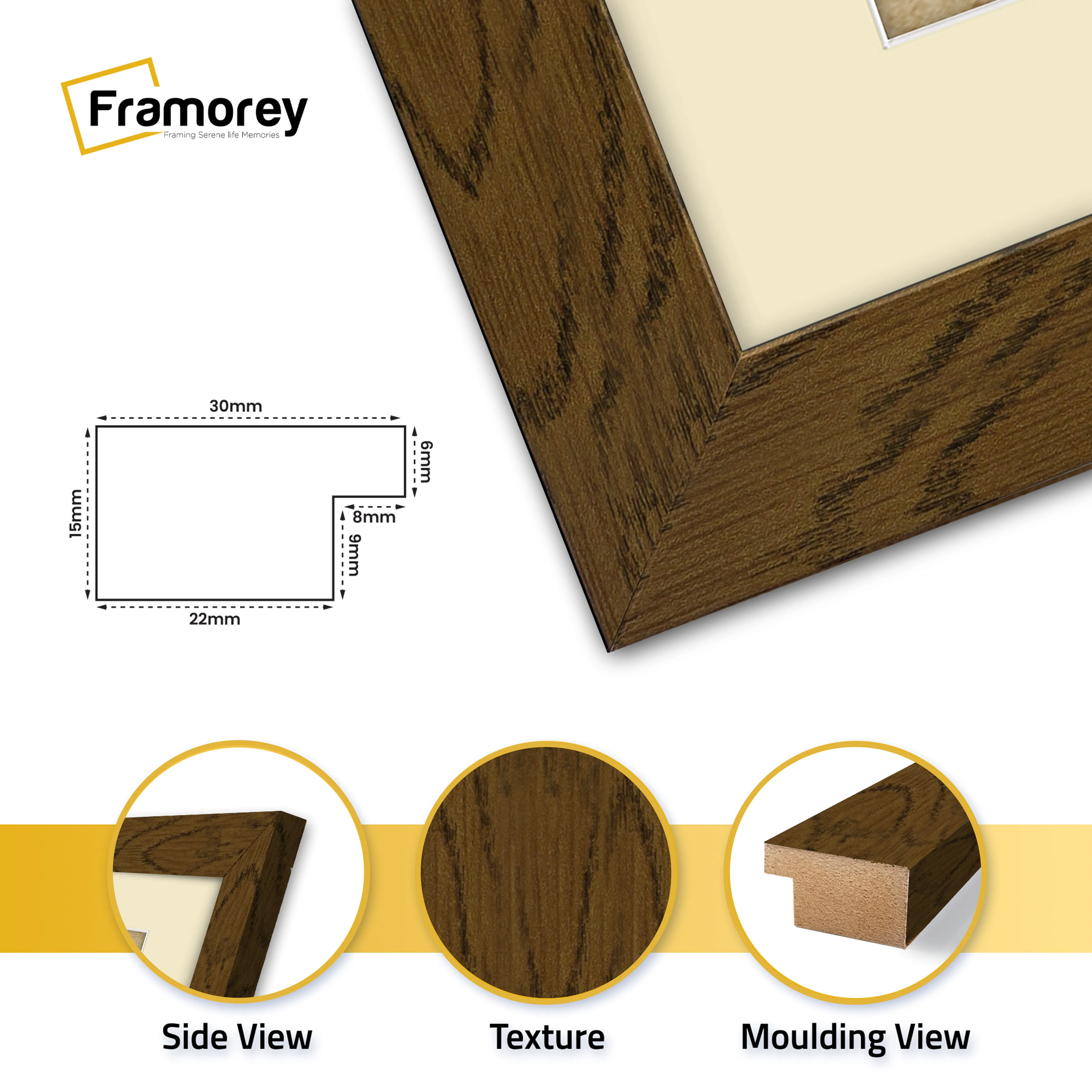 Panoramic Dark Oak Picture Frame With Ivory Mount Wall Decor Frame