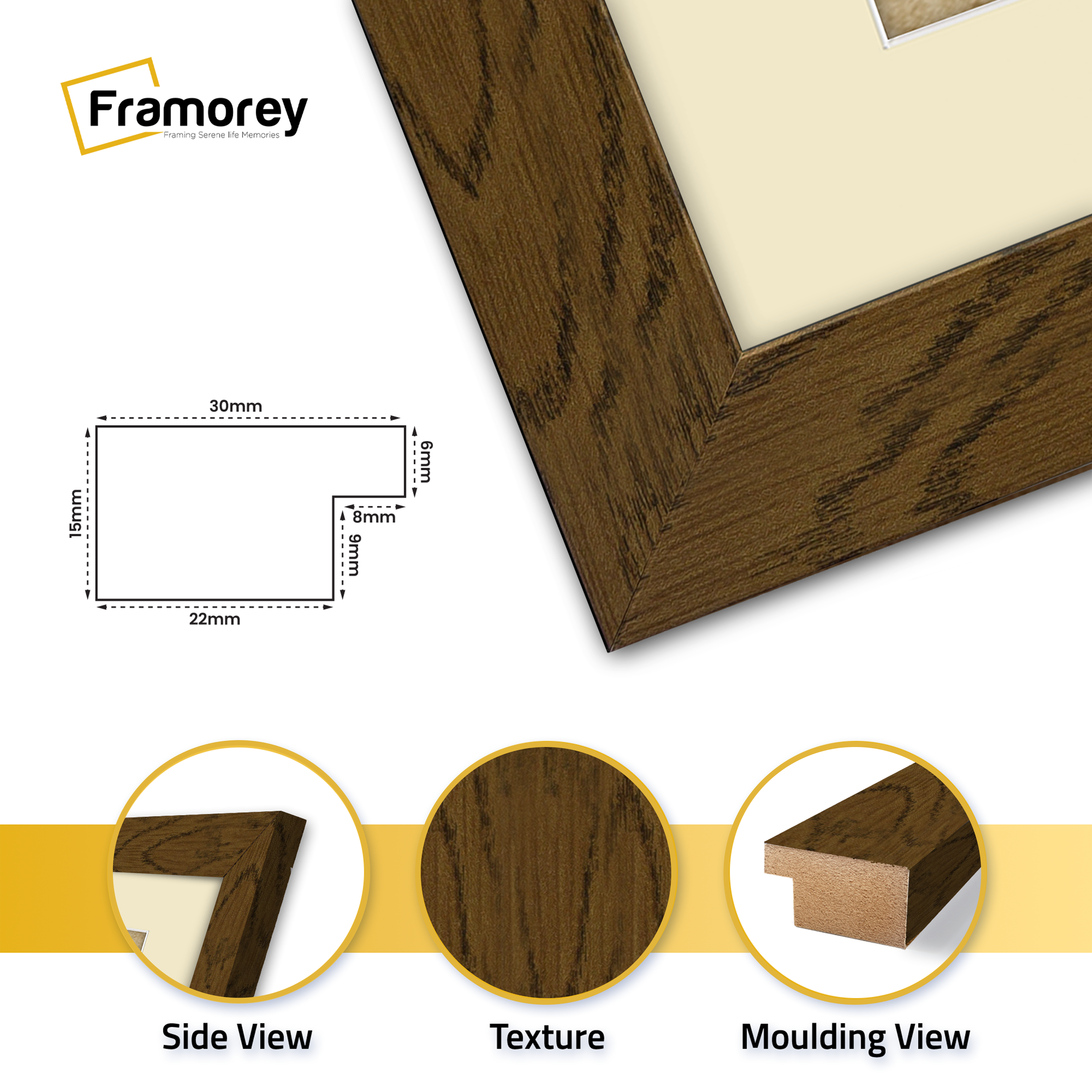 Dark Oak Picture Frame With Ivory Mount