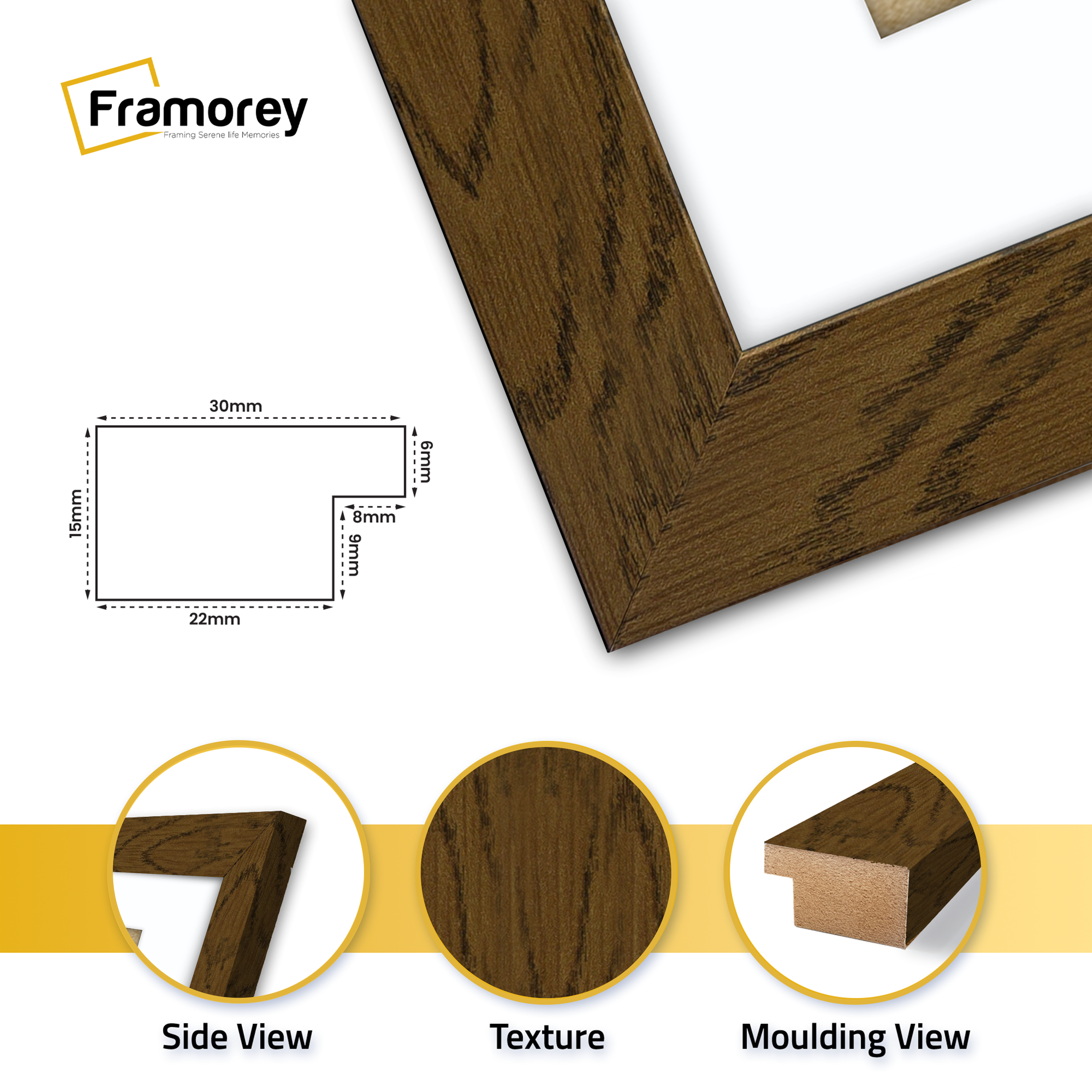 Dark Oak Picture Frame With White Mount