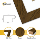 Square Size Dark Oak Picture Frame With White Mount