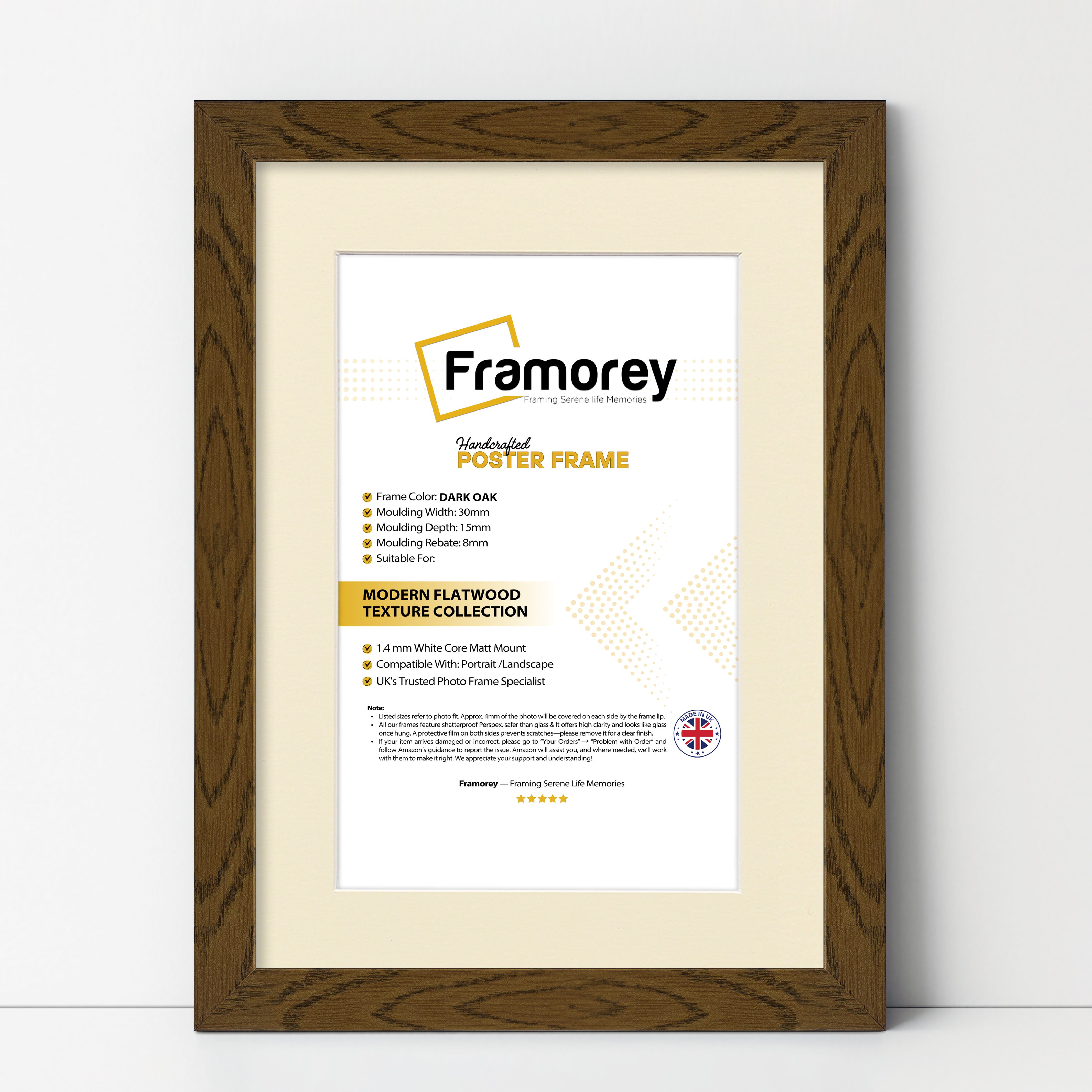 Dark Oak Picture Frame With Ivory Mount