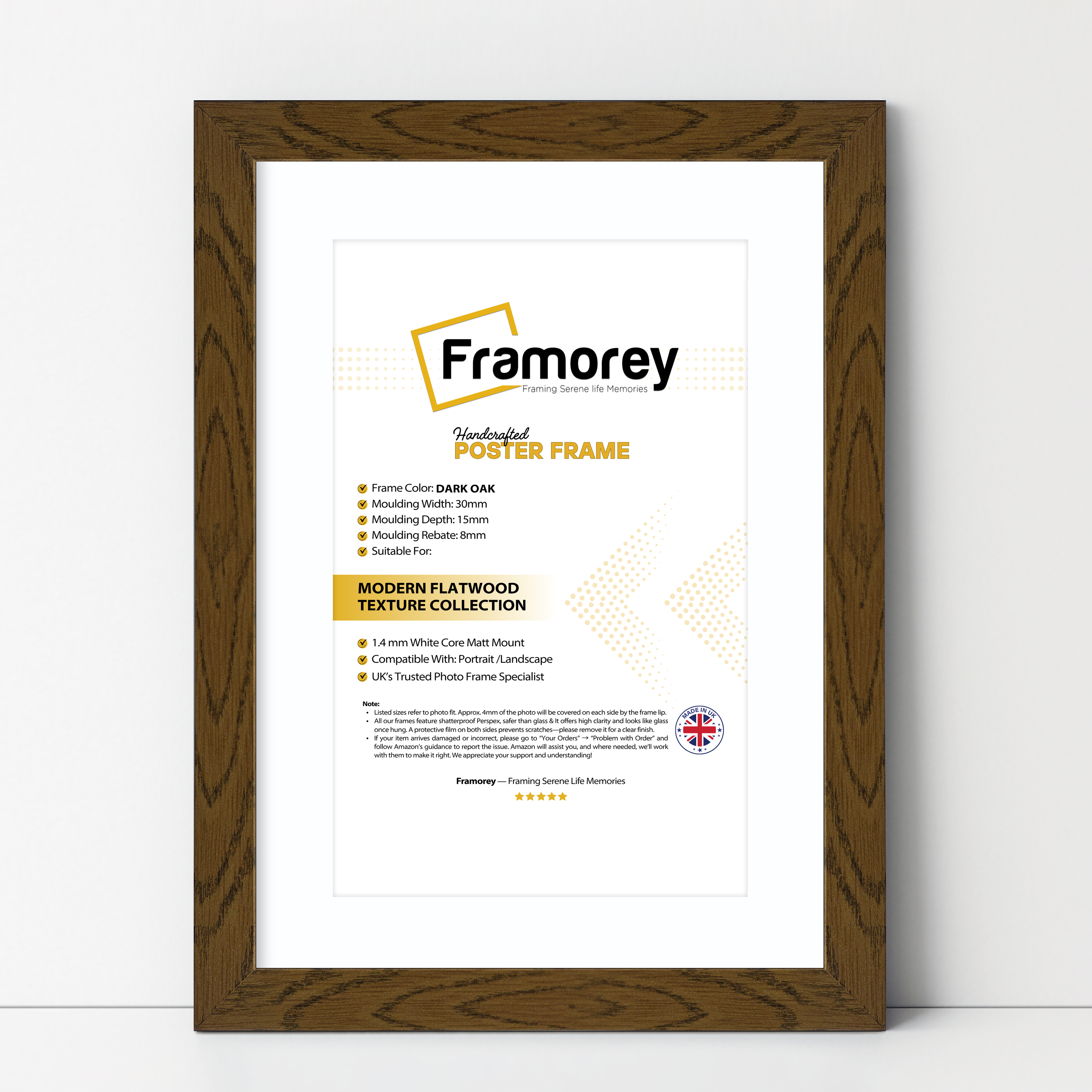 Dark Oak Picture Frame With White Mount