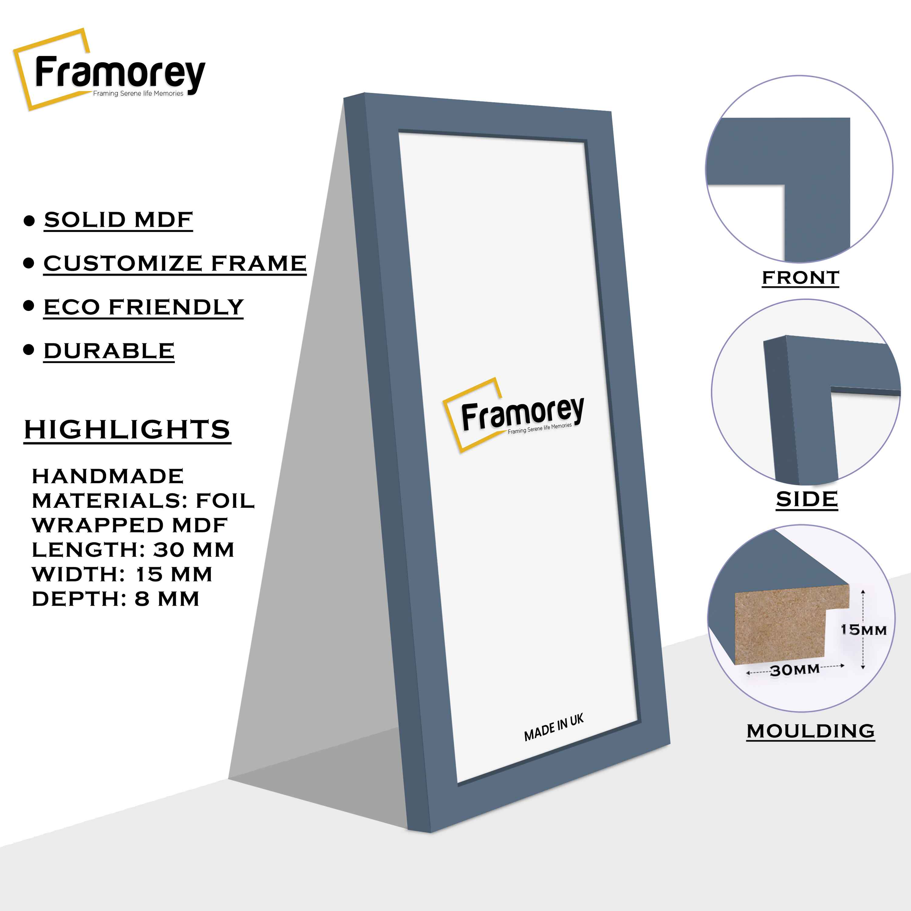 Panoramic Size Dark Grey Picture Frames Wall Décor Frame