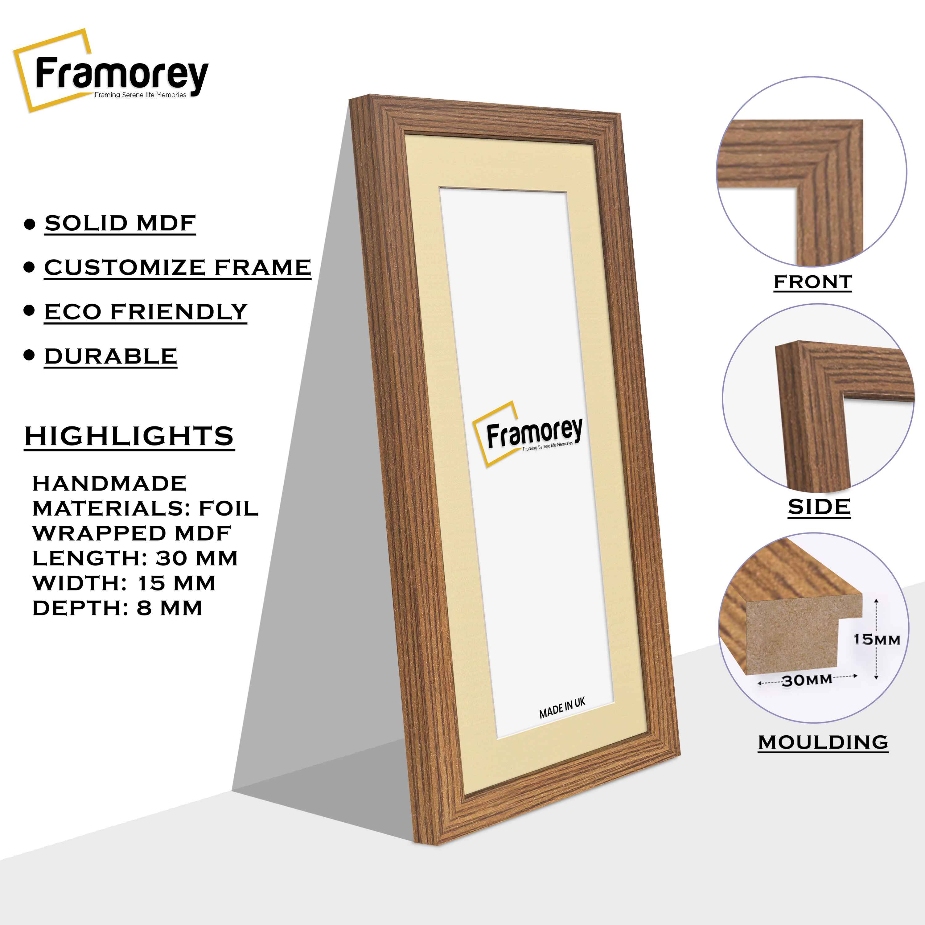 Panoramic Dark Oak Picture Frame With Ivory Mount Wall Décor Frame