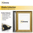 Dhalia Gold & Silver Frames With White Mount showing molding view with molding measurements and frame material 