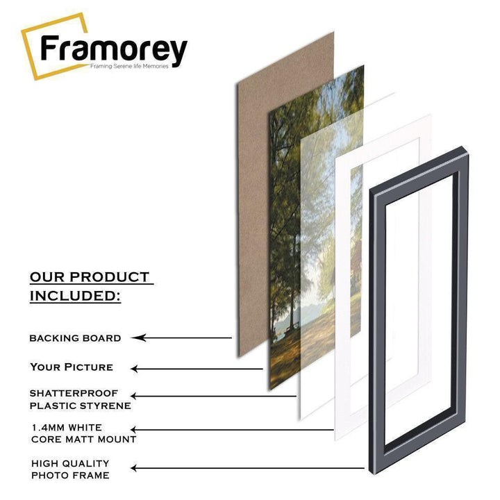Panoramic Solid Wood Black Pictures Frames With White Mount