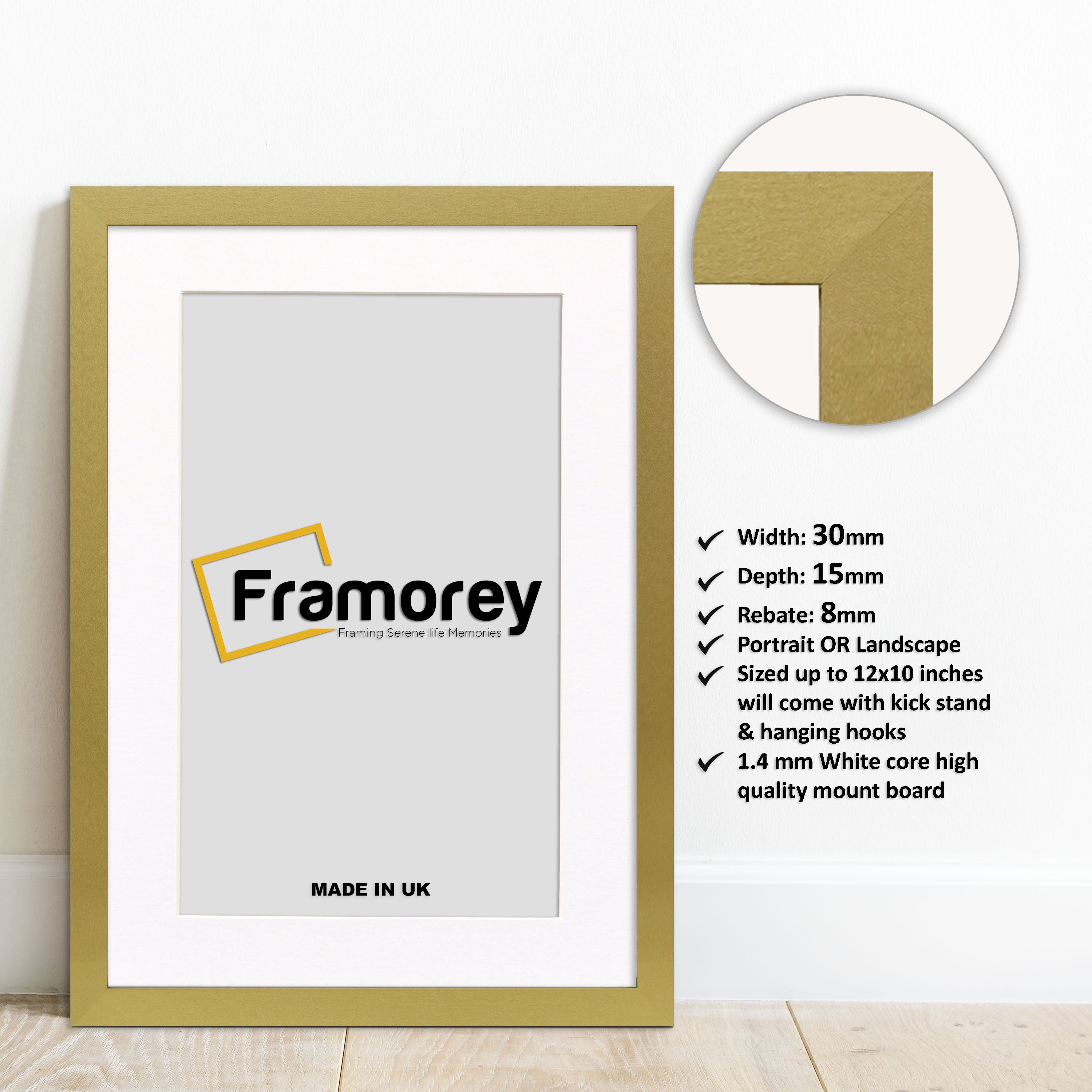 Gold Picture Frame With White Mount