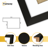 Black Picture Frame Close View Featuring Texture & Molding View