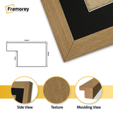 Flat Oak Picture Photo Frame Wall Art Poster Frame With Black Mount