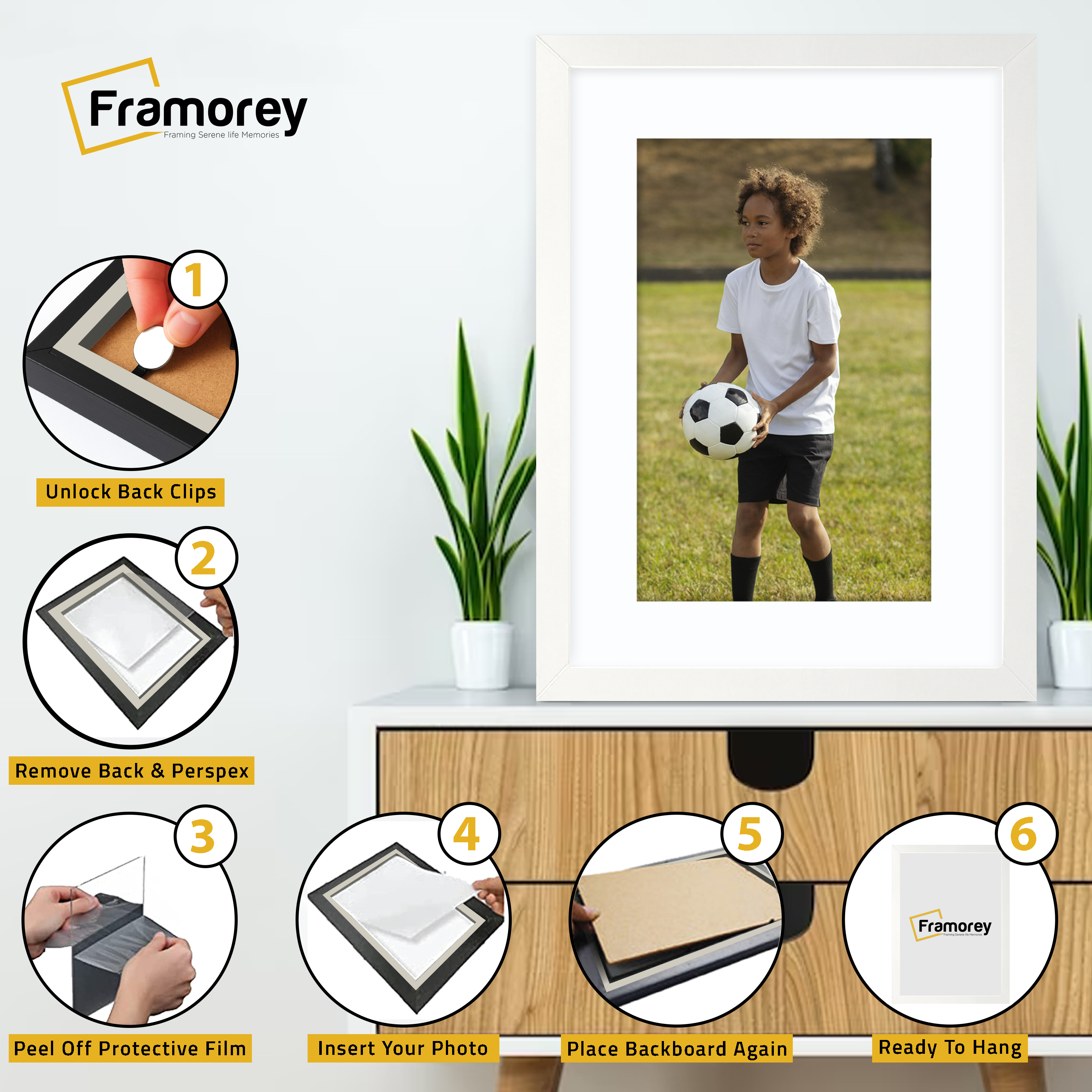 Flat White Picture Photo Frame Wall Art Poster Frame With White Mount