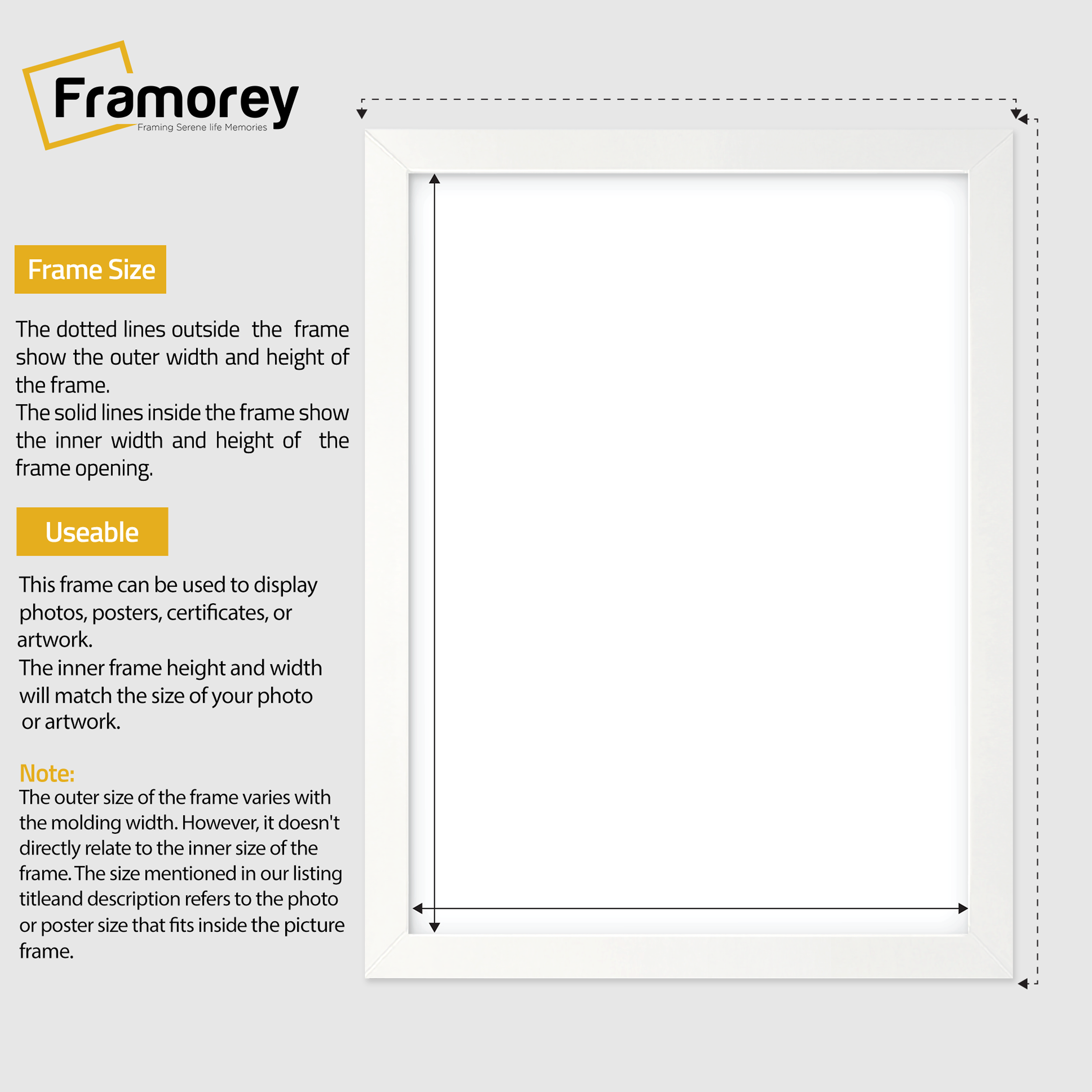 Flat White Picture Photo Frame Wall Art Poster Frame