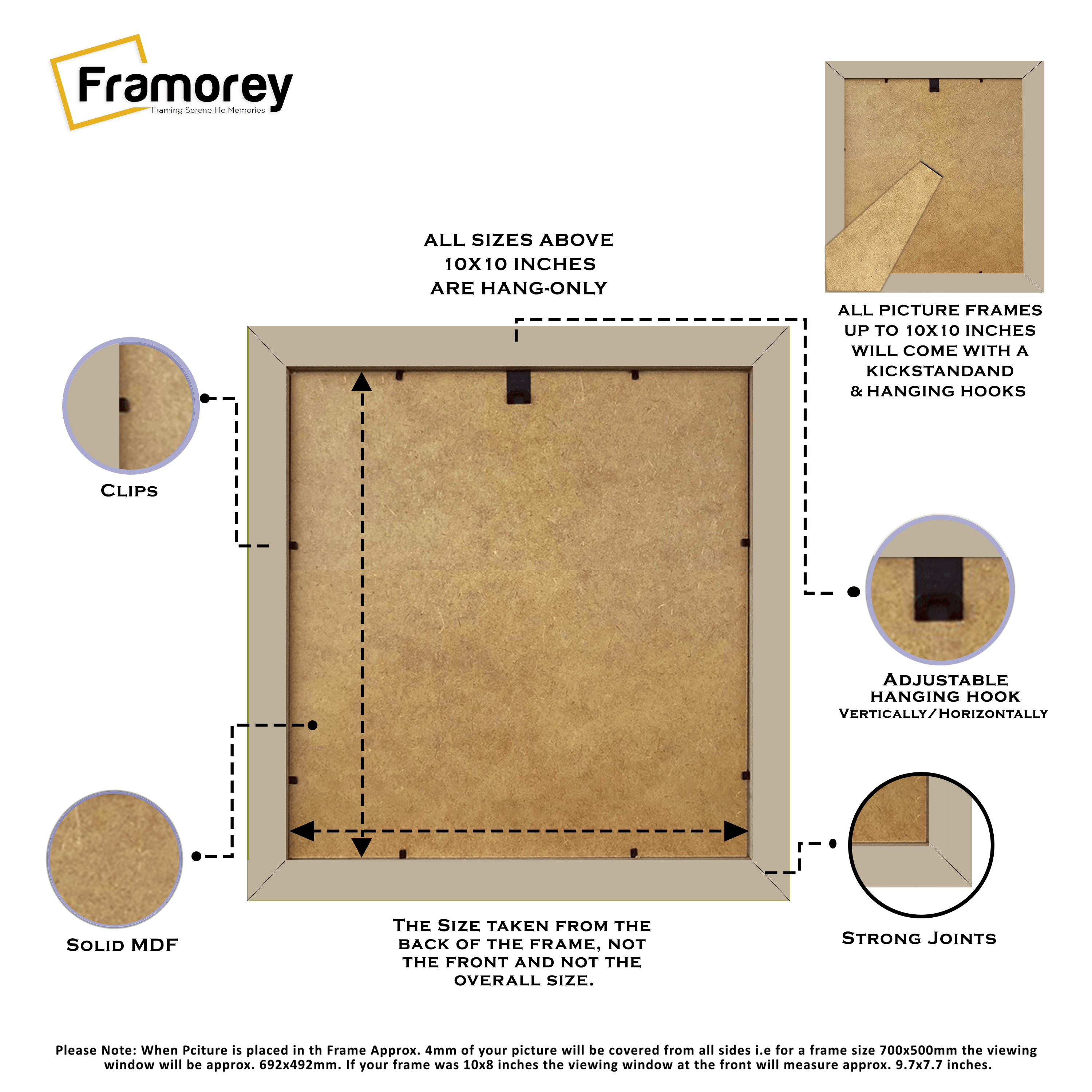 Square Size Light Oak Picture Frame With White Mount