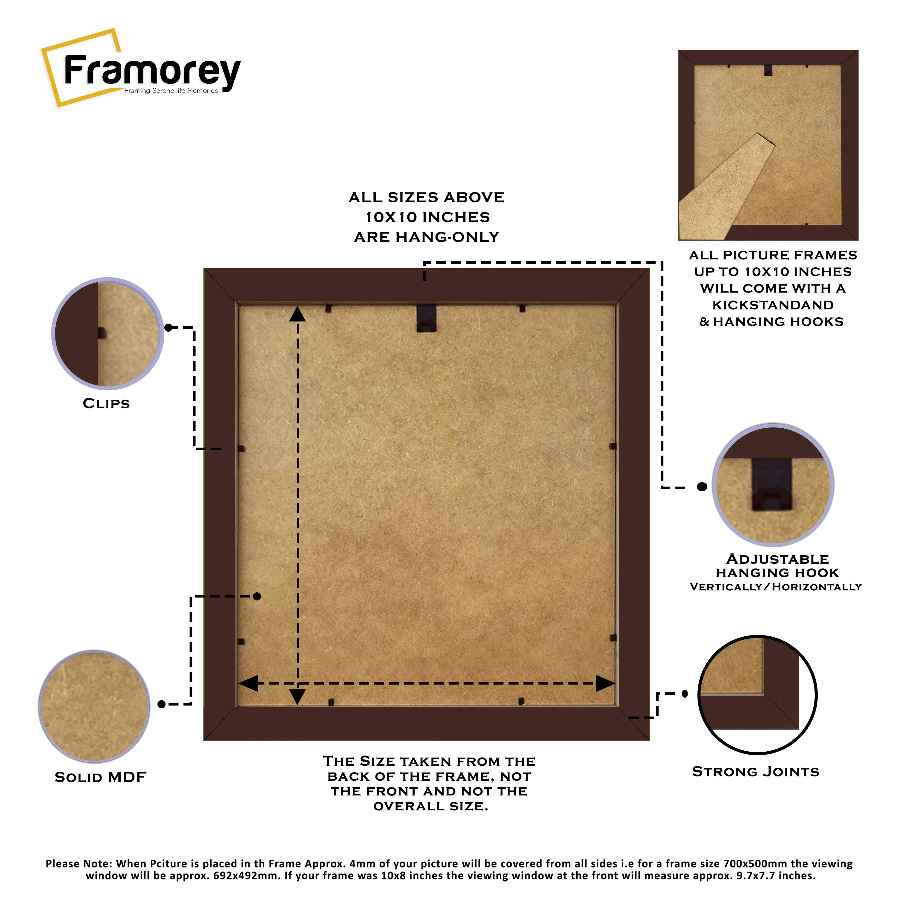 Square Size Mahogany Picture Frame With Black Mount