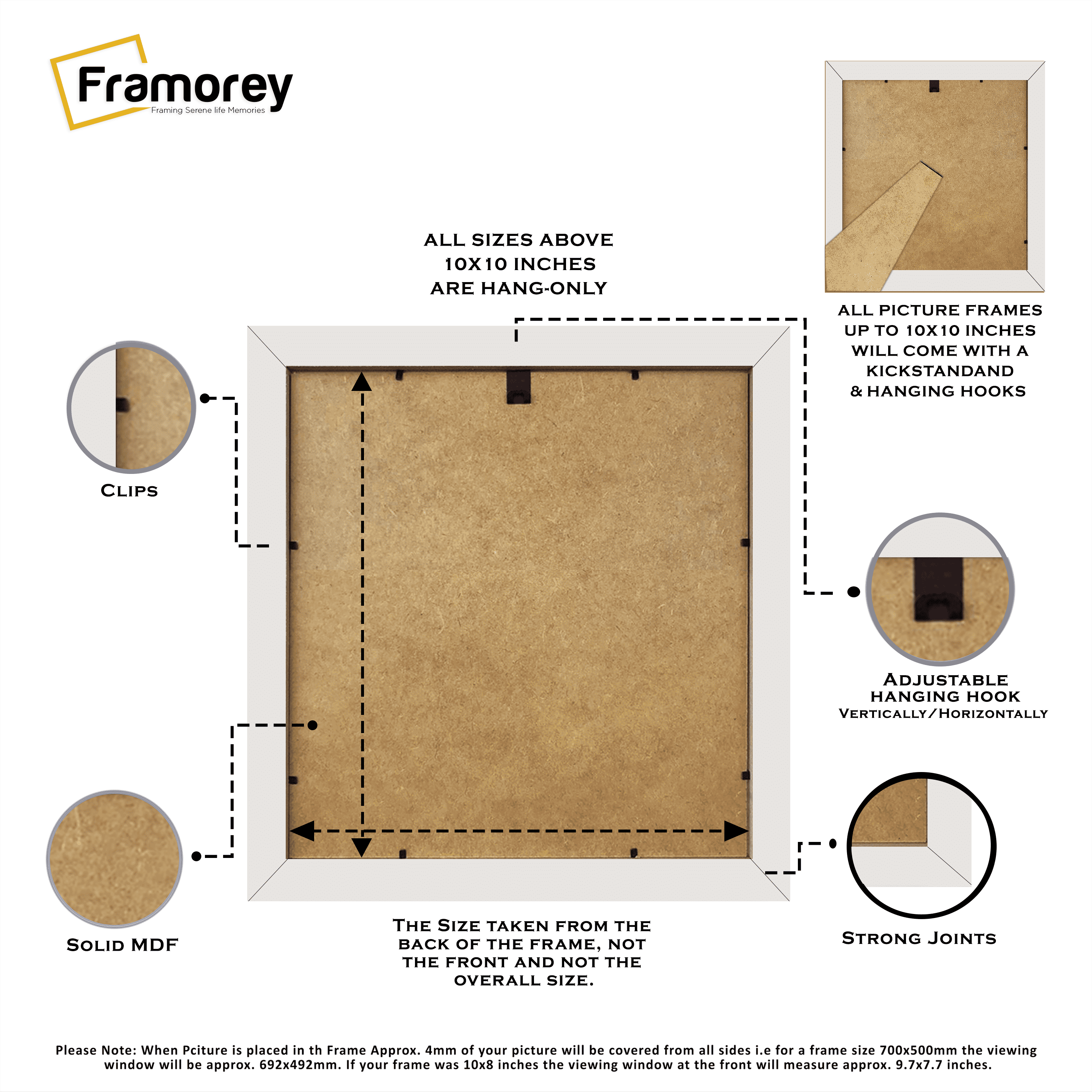 Square Size White Picture Frame With Black Mount