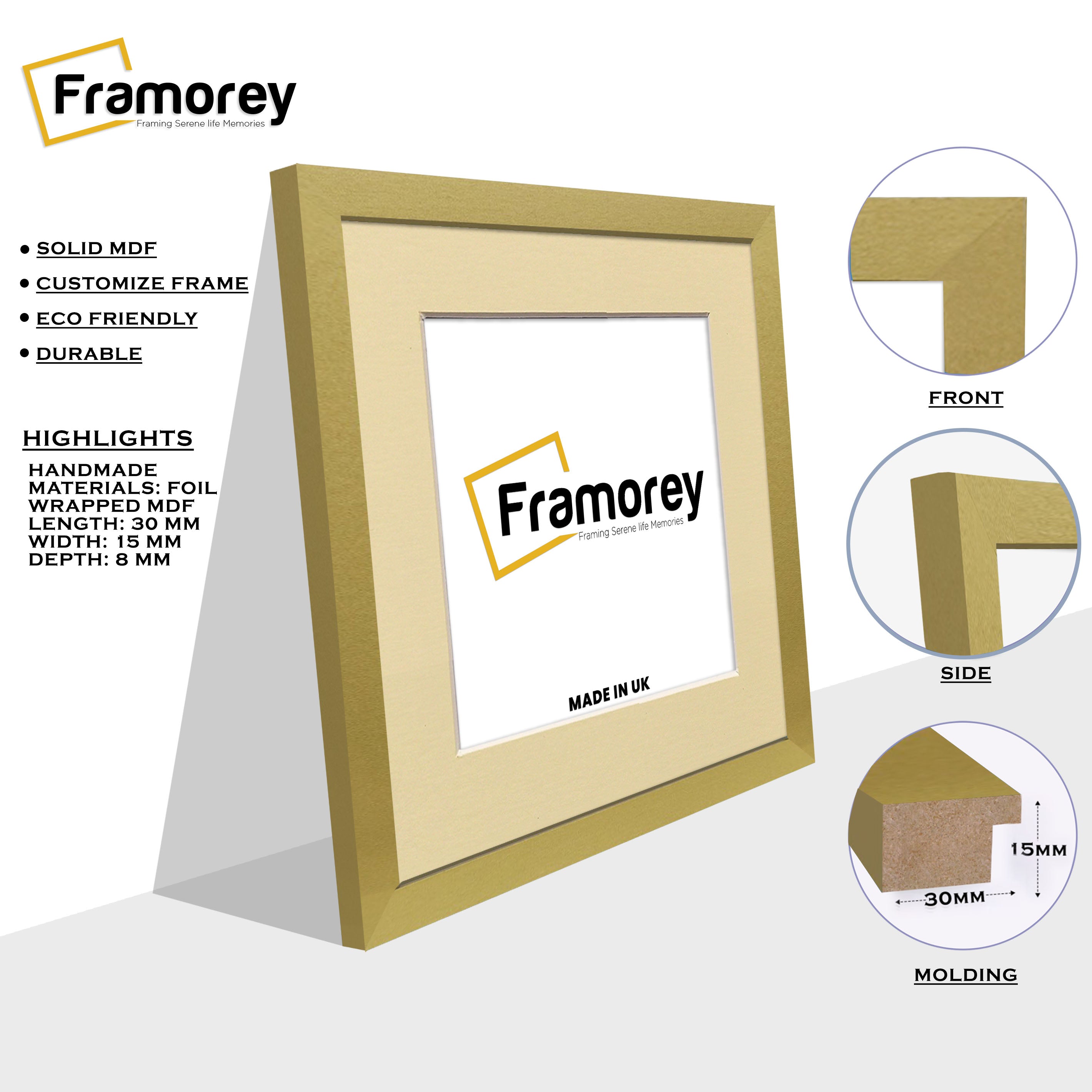 Square Size Gold Picture Frame With Ivory Mount