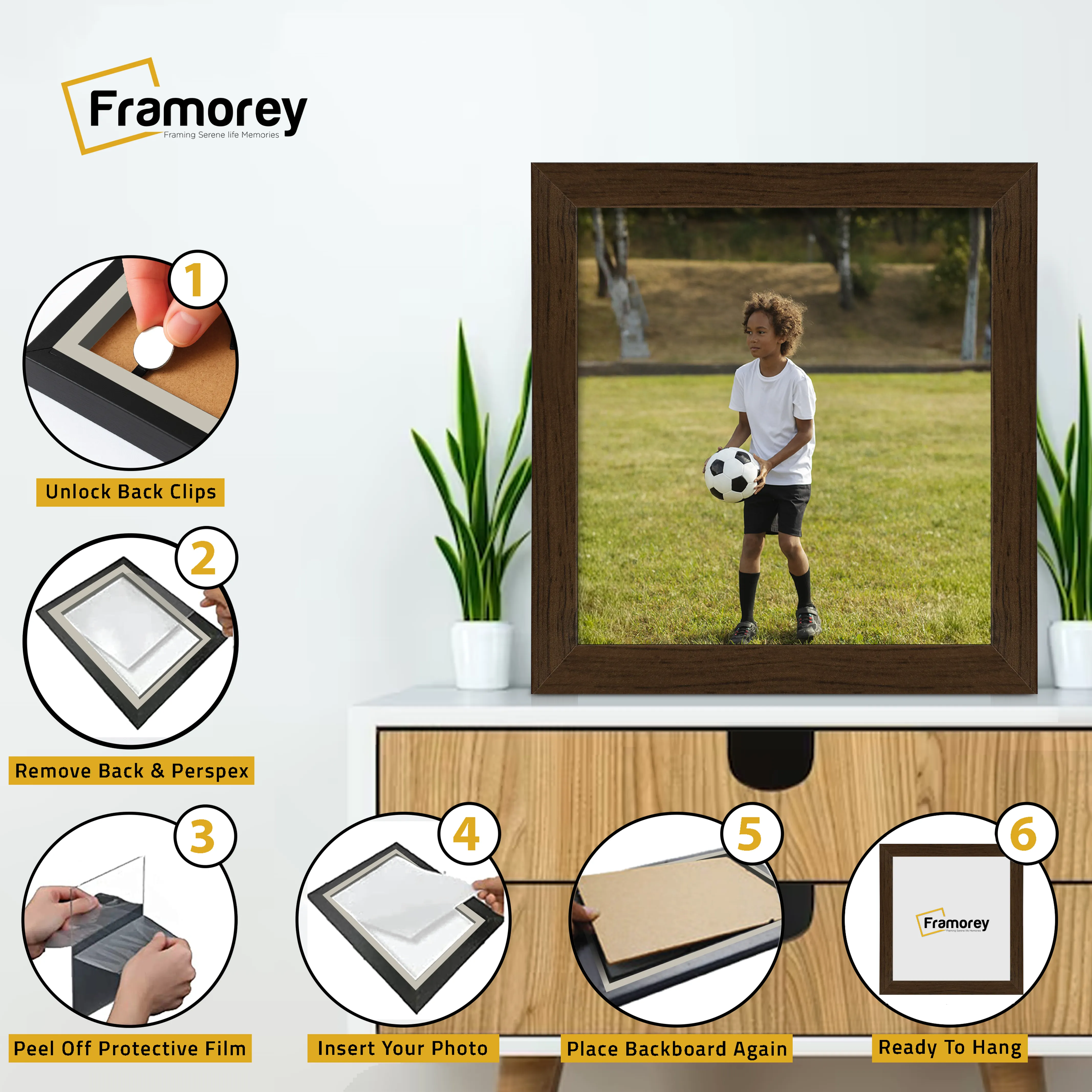 Square Size Walnut Picture Frame Wall Art Frames