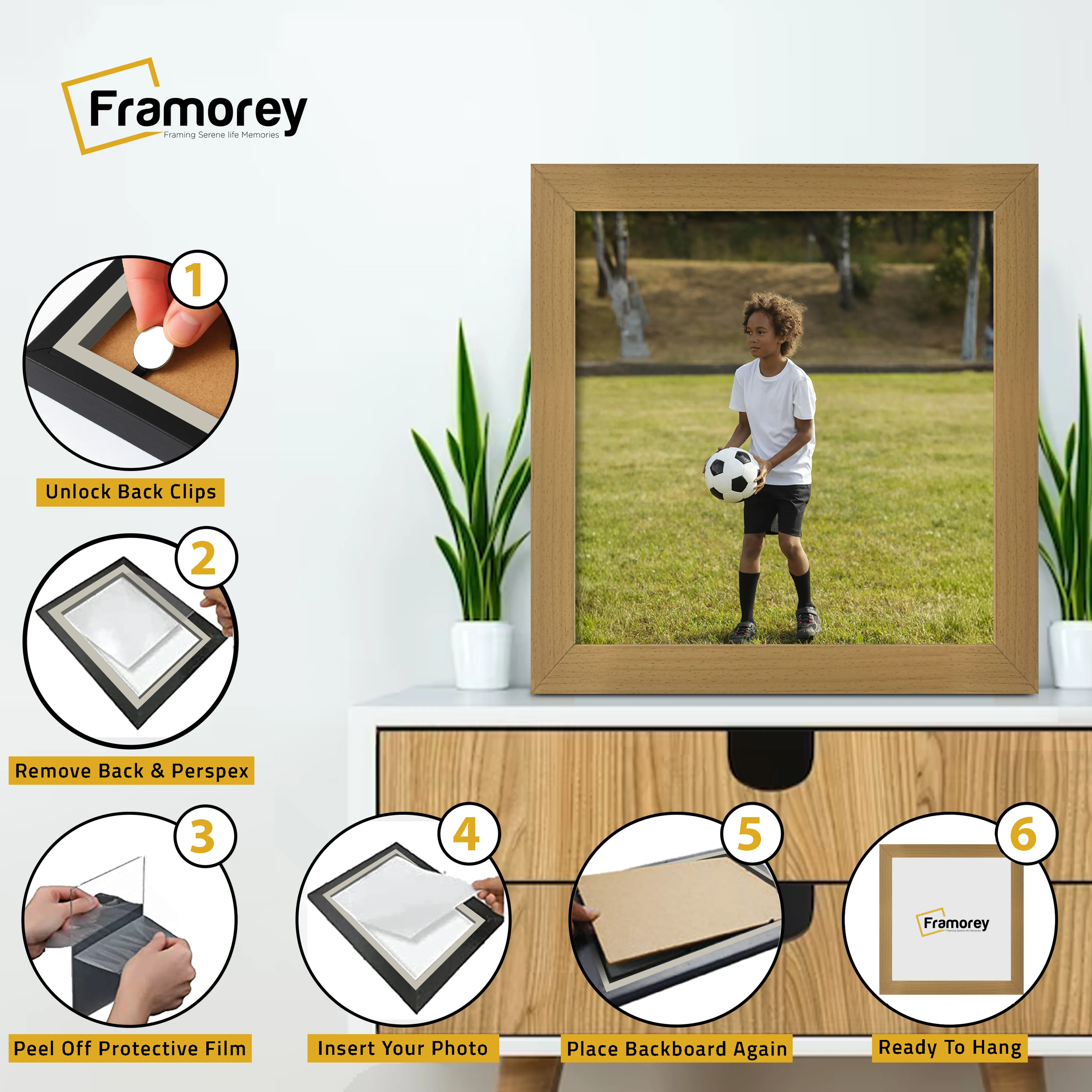 Square Size Beech Picture Frame Wall Decor Frames
