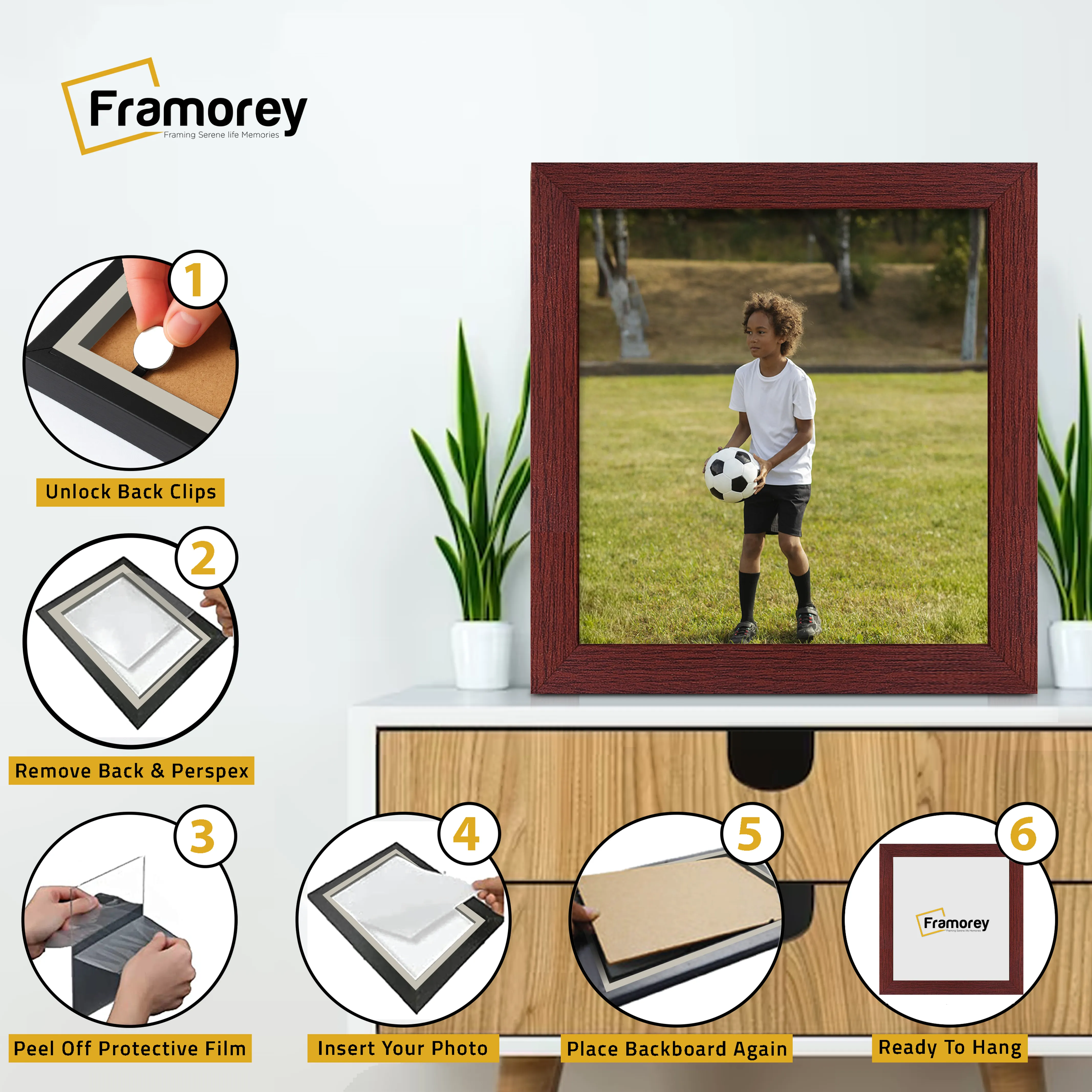 Square Size Mahogany Picture Frame Photo Frames