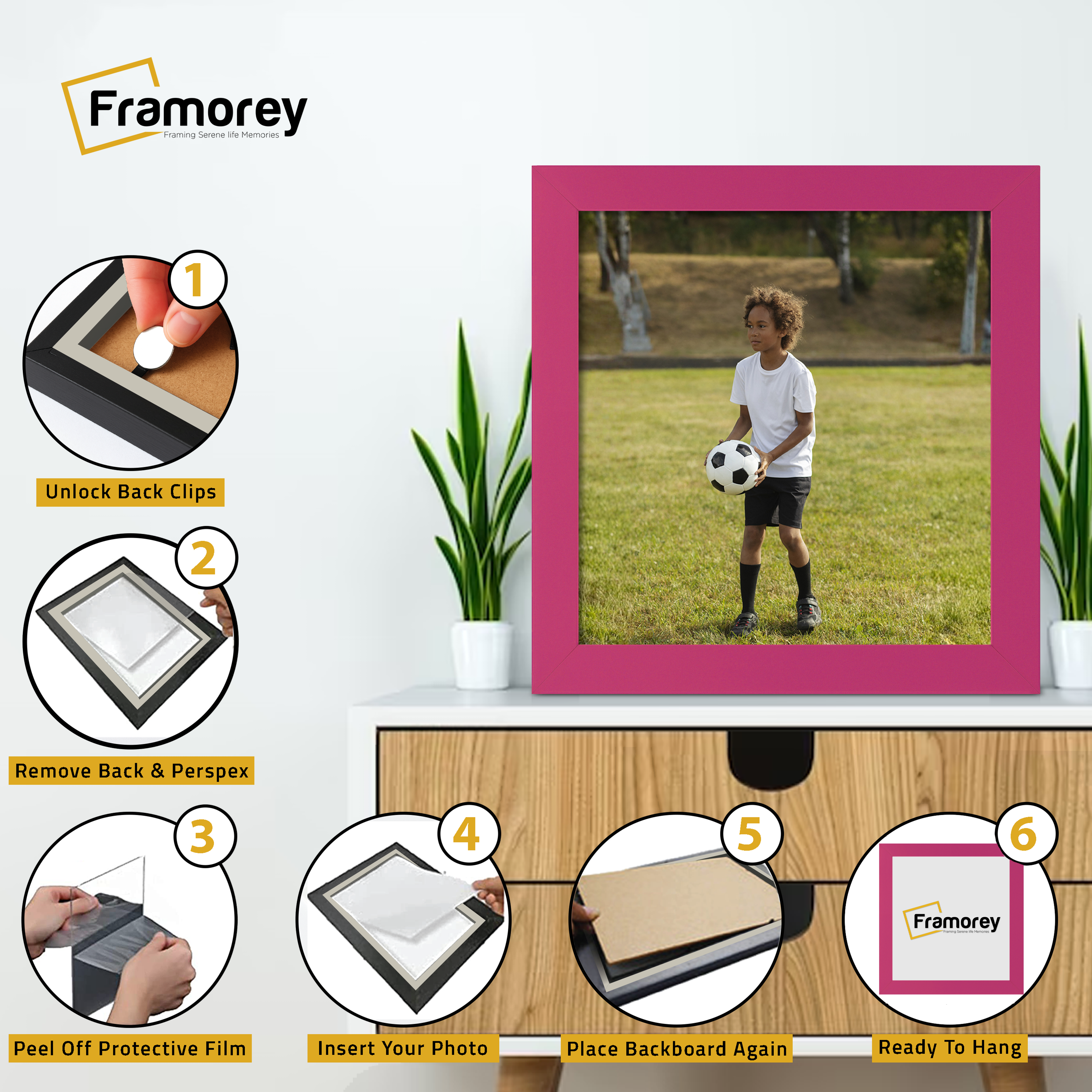 Square Size Pink Picture Frame Wall Decor Frames
