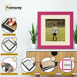 Square Size Pink Picture Frame With Ivory Mount