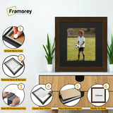 Square Size Walnut Picture Frame With Black Mount