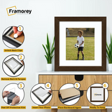 Square Size Walnut Picture Frame With White Mount