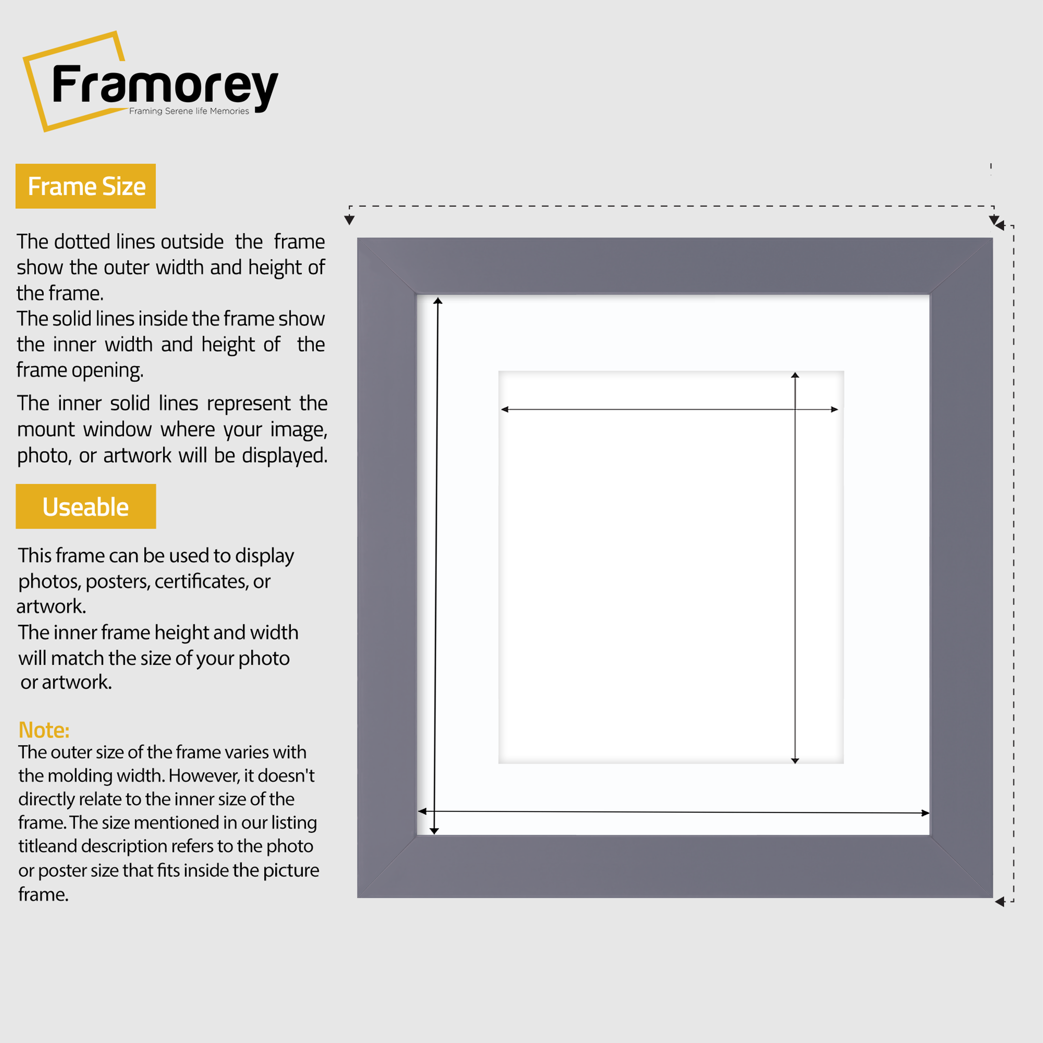 Square Size Purple Picture Frame With White Mount